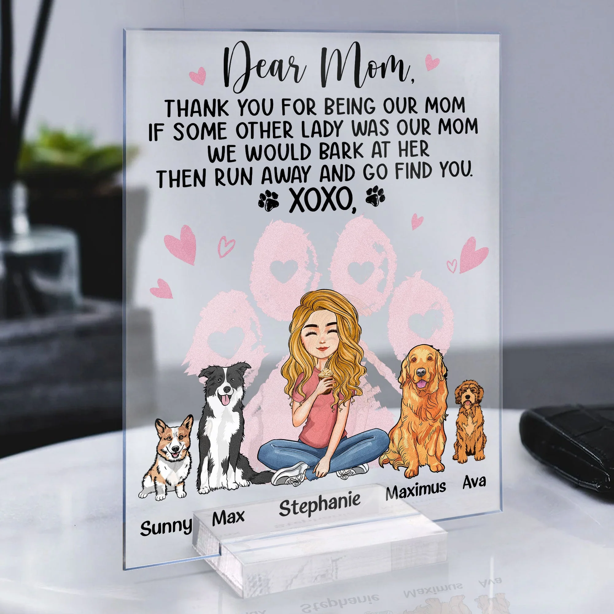 Dear Dog Mom Thank You For Being My Mom - Personalized Acrylic Plaque - Image 4