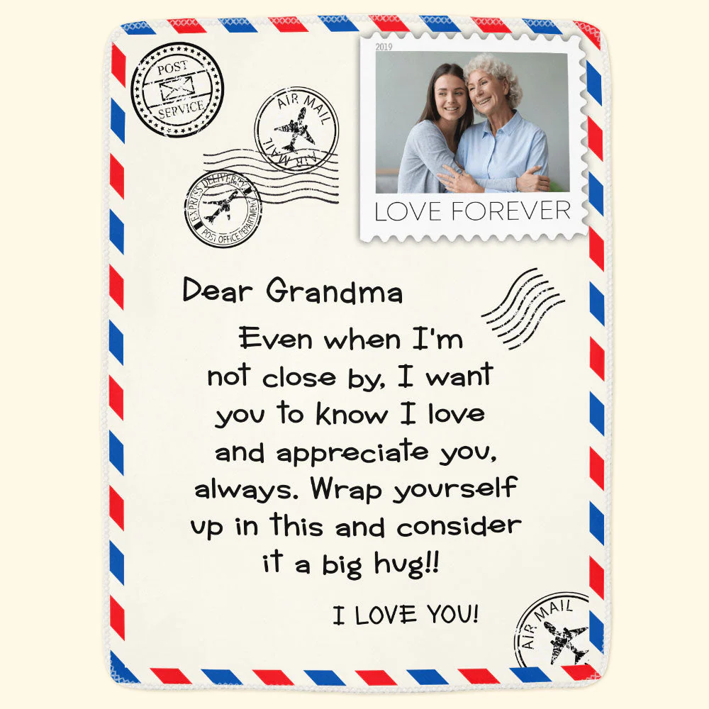 Dear Grandma I Love You Love Letter - Personalized Photo Blanket - Image 4