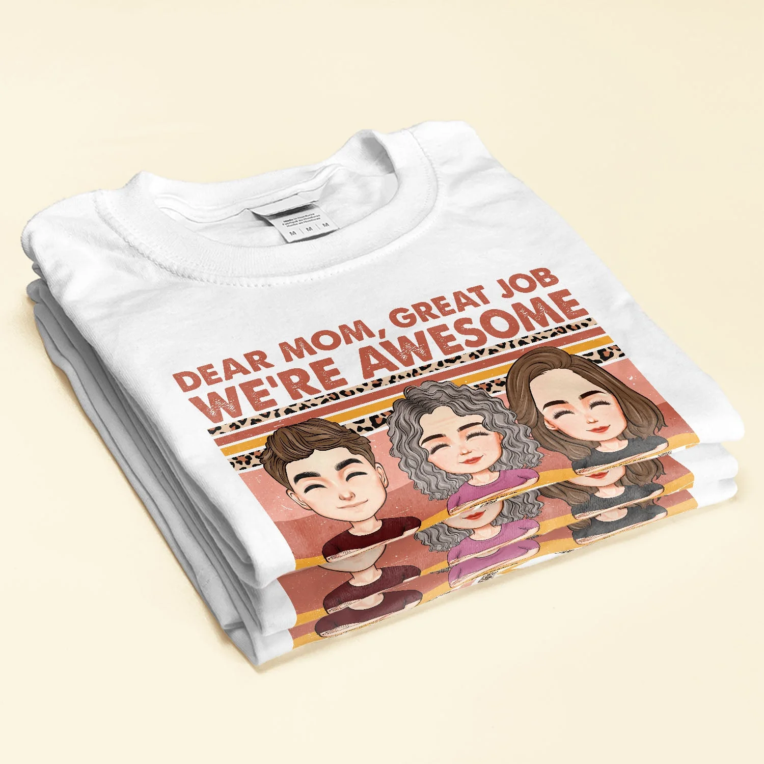 Dear Mom Great Job We're Awesome Leopard Retro - Personalized Shirt - Image 2