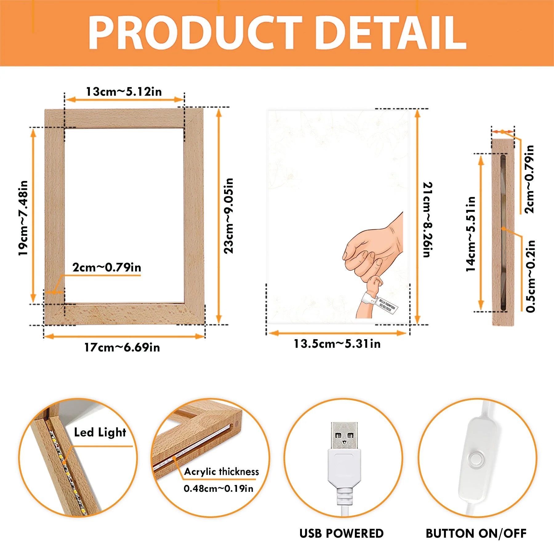 Dear Mommy I Love You From Baby - Personalized Frame Lamp - Image 6