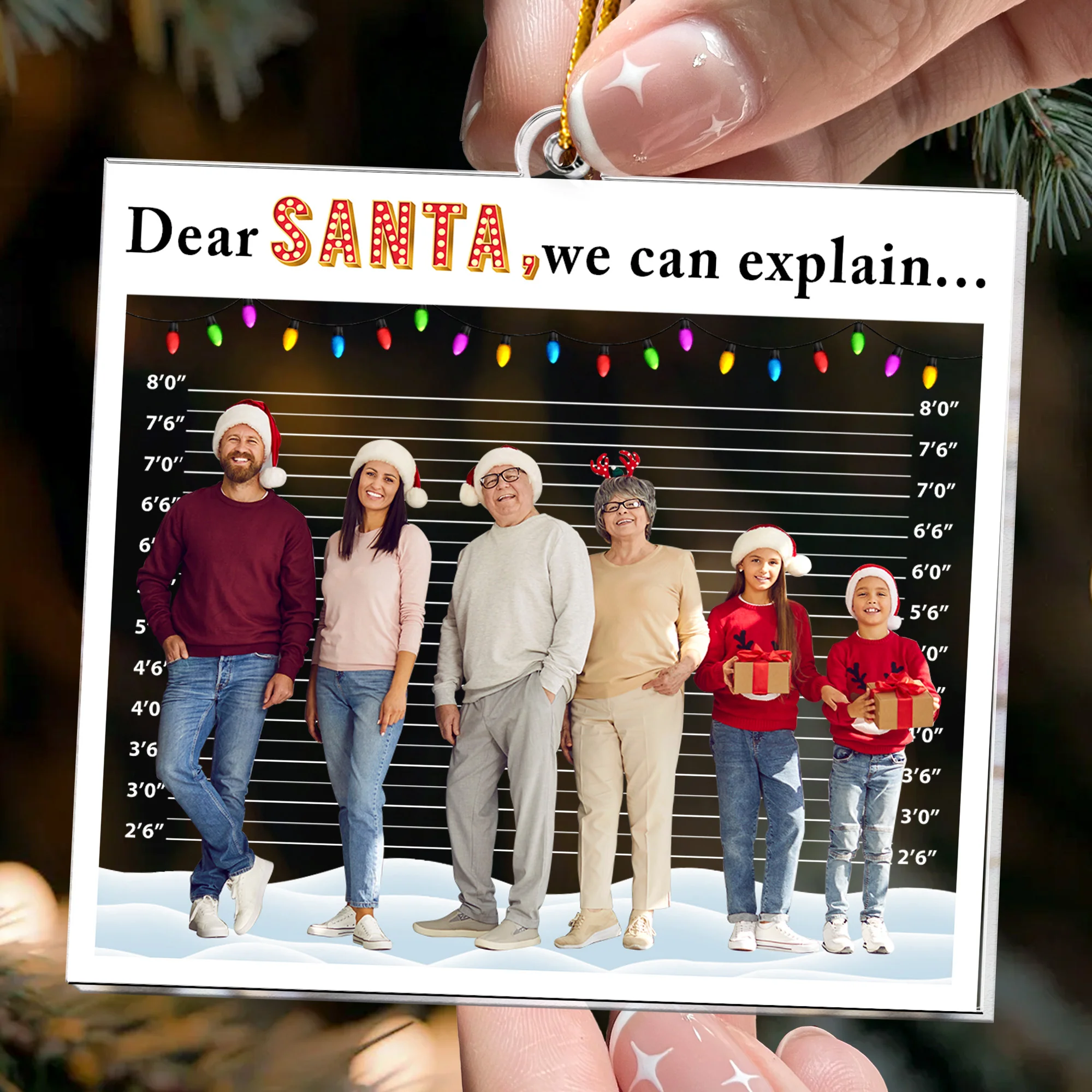 Dear Santa, We Can Explain, Funny Custom Photo For Family, Kids, Friends - Personalized Acrylic Photo Ornament - Image 2