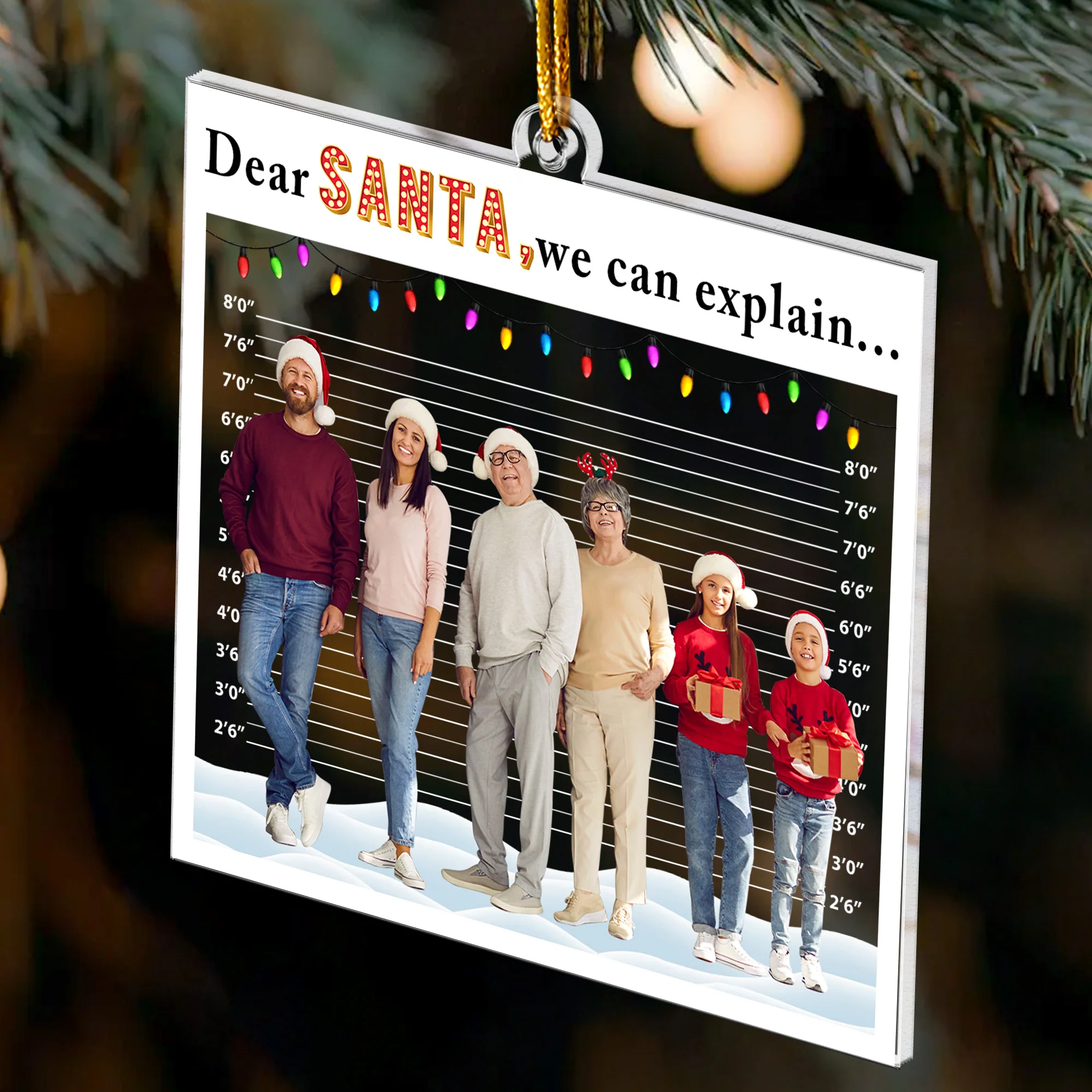 Dear Santa, We Can Explain, Funny Custom Photo For Family, Kids, Friends - Personalized Acrylic Photo Ornament - Image 4