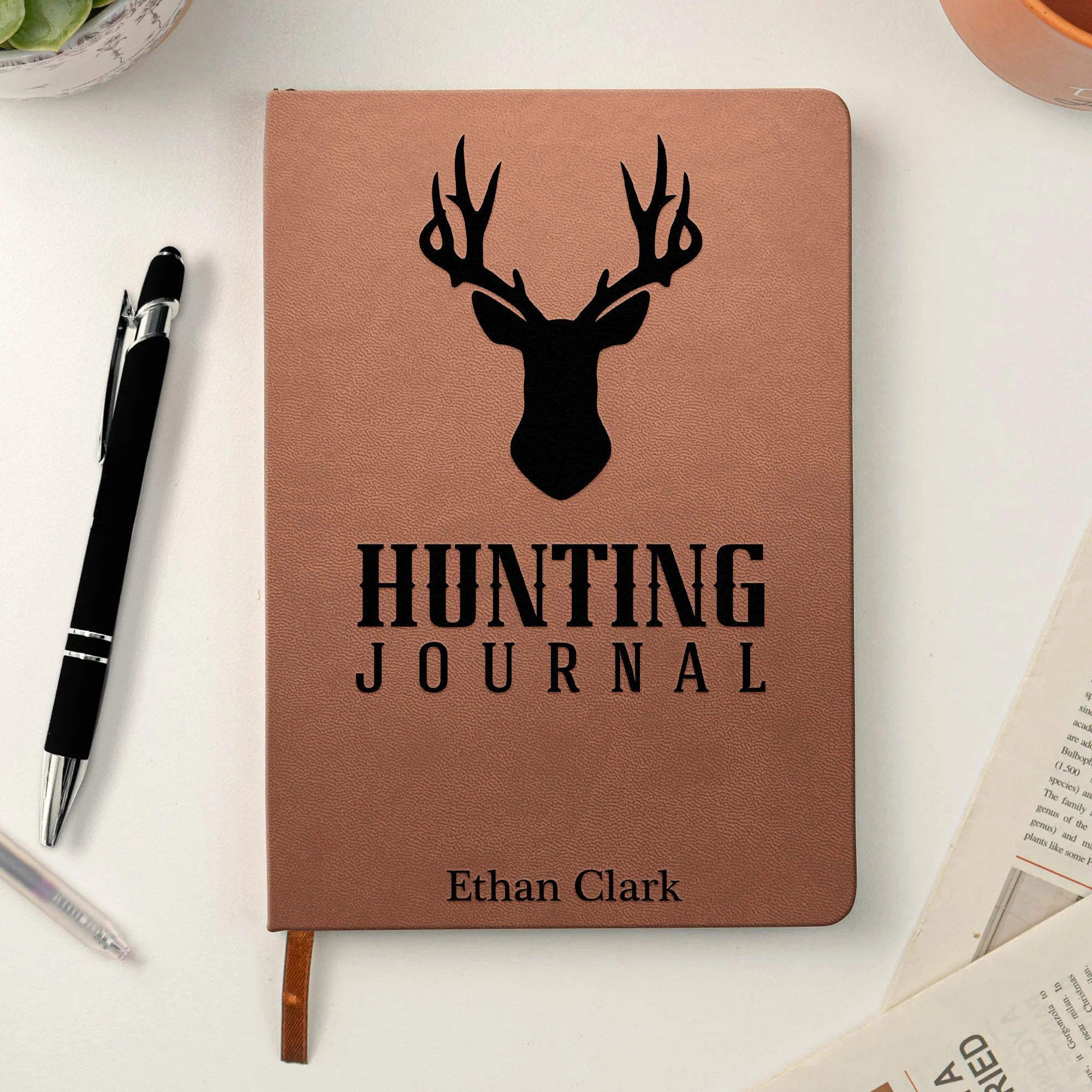 Deer Hunting Journal For Hunters, Hunting Gifts For Men, Husband, Dad, Grandpa - Personalized Leather Journal - Image 2