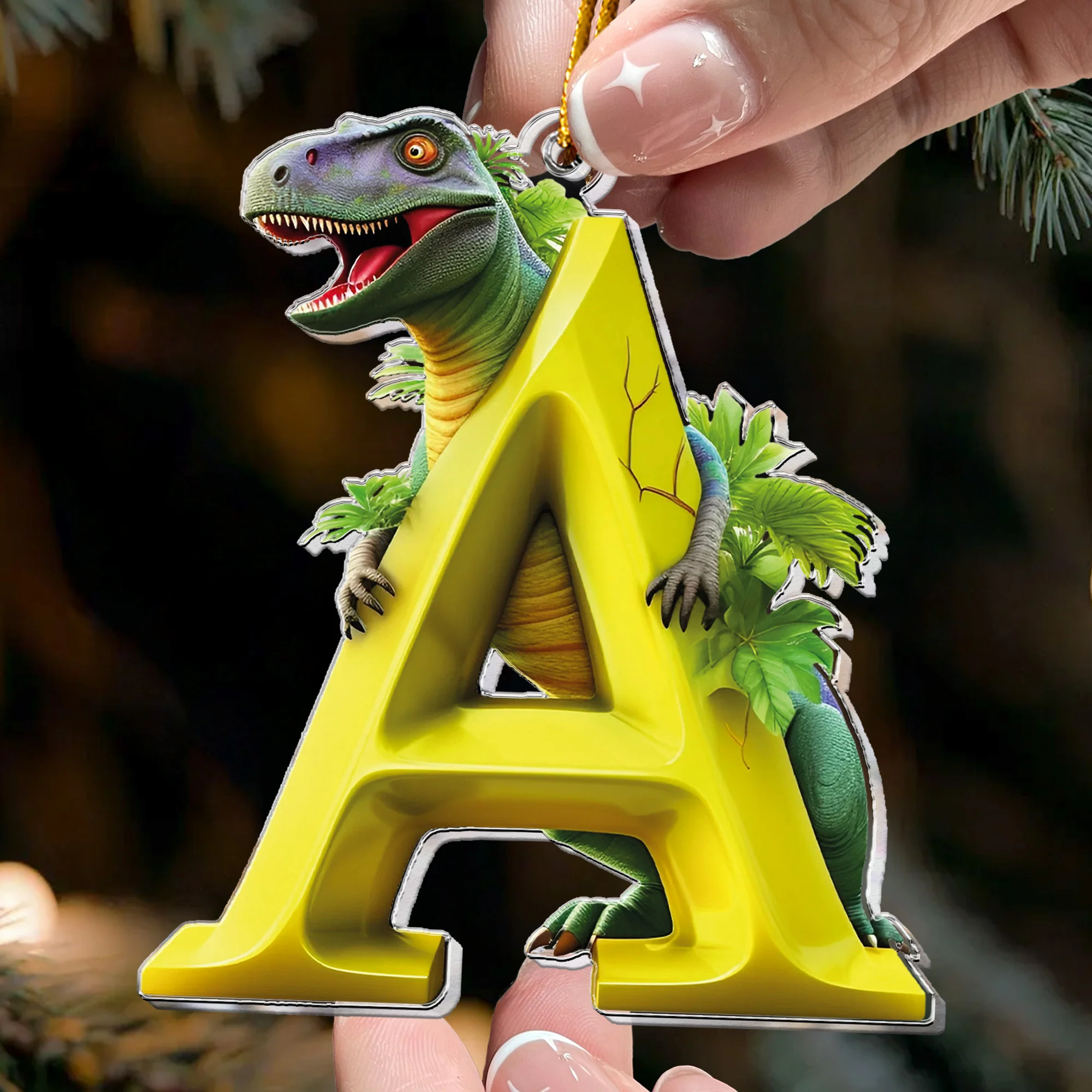 Dinosaur Alphabet - Personalized Acrylic Ornament - Image 2