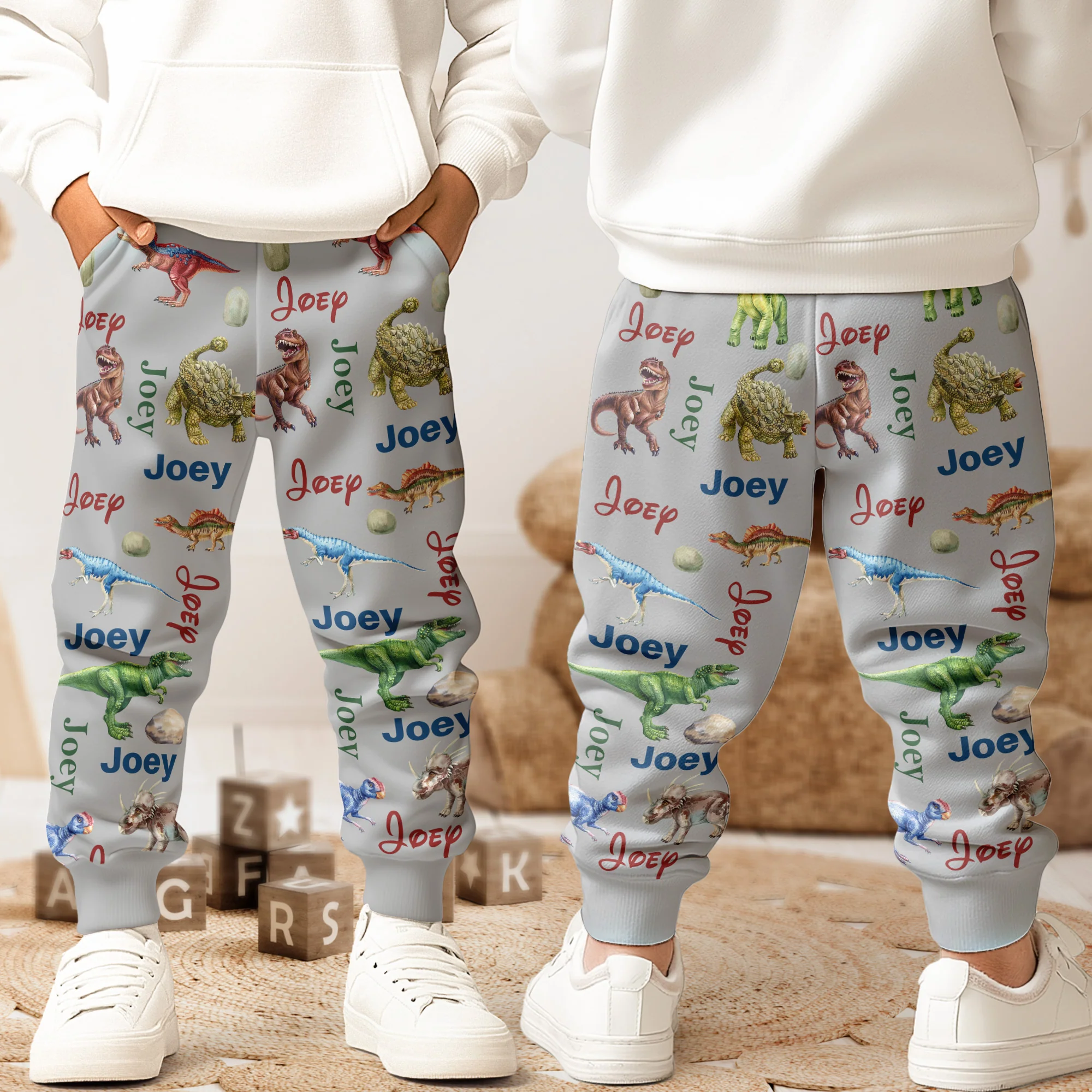 Dinosaur Custom Name - Personalized Sweatpants - Image 2