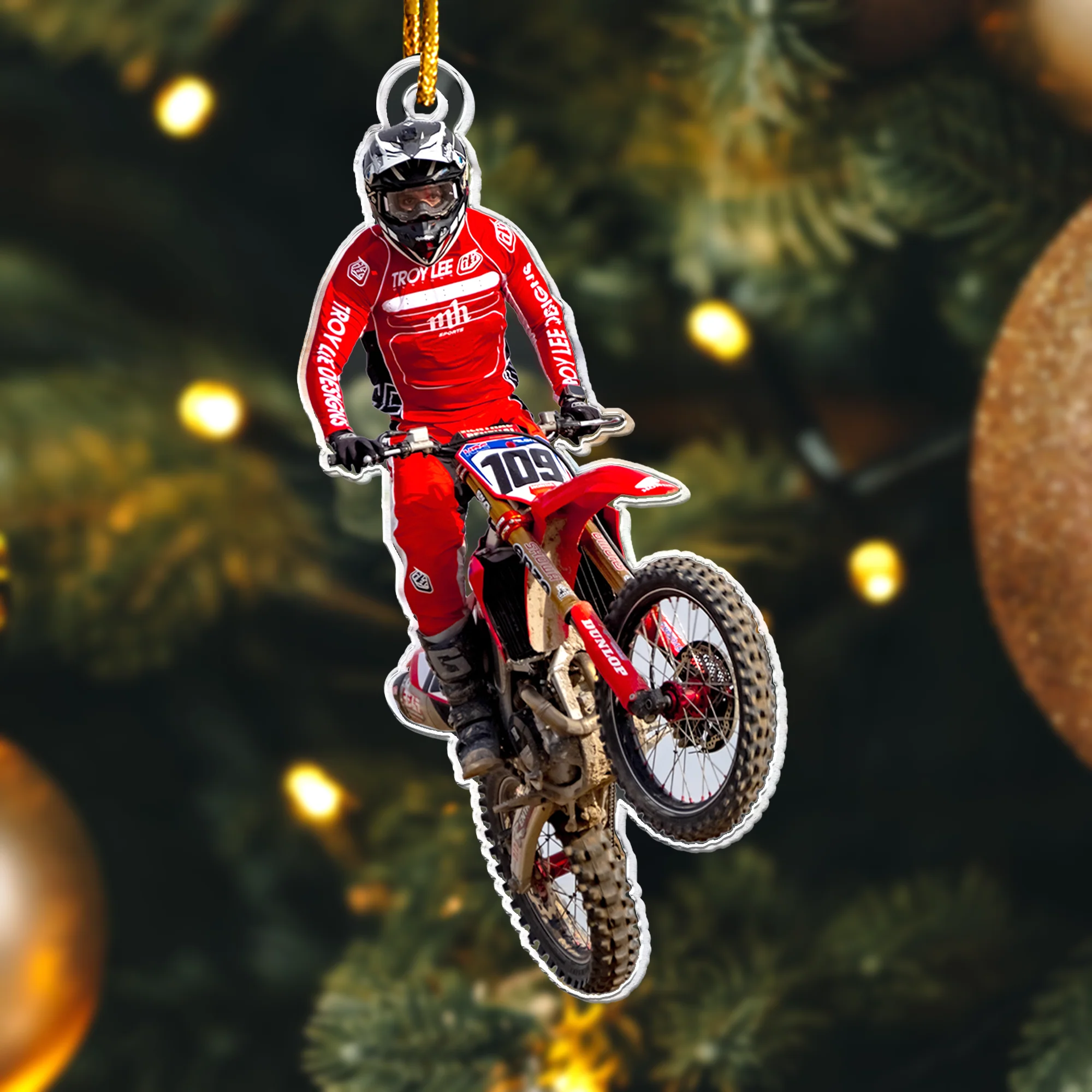 Dirt Bike Christmas Ornaments Motocross Lover - Personalized Acrylic Photo Ornament - Image 2