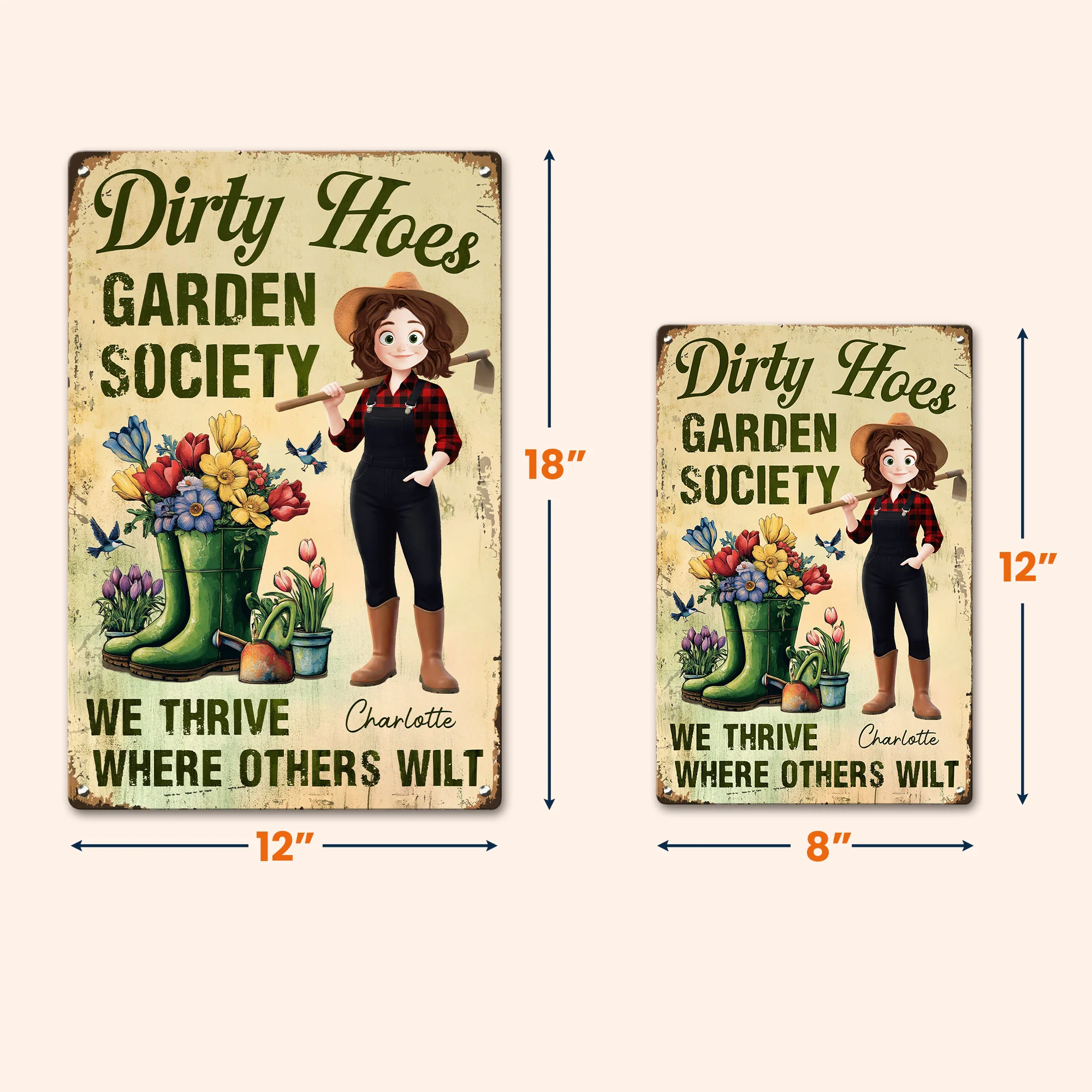 Dirty Hoes Garden Society We Thrive Where Others Wilt - Personalized Metal Sign - Image 5