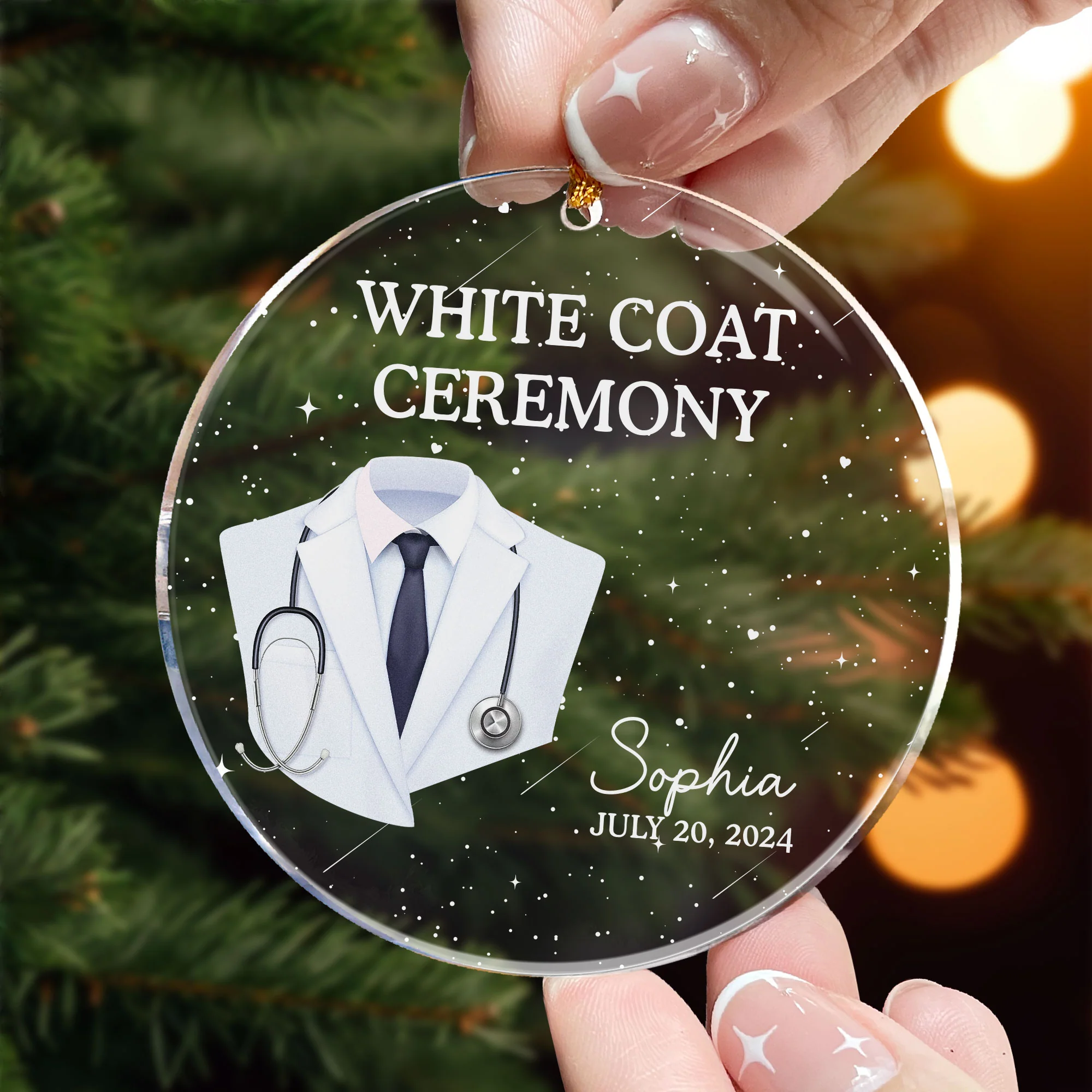 Doctor Christmas Ornament - White Coat Ceremony - Personalized Acrylic Ornament - Image 2