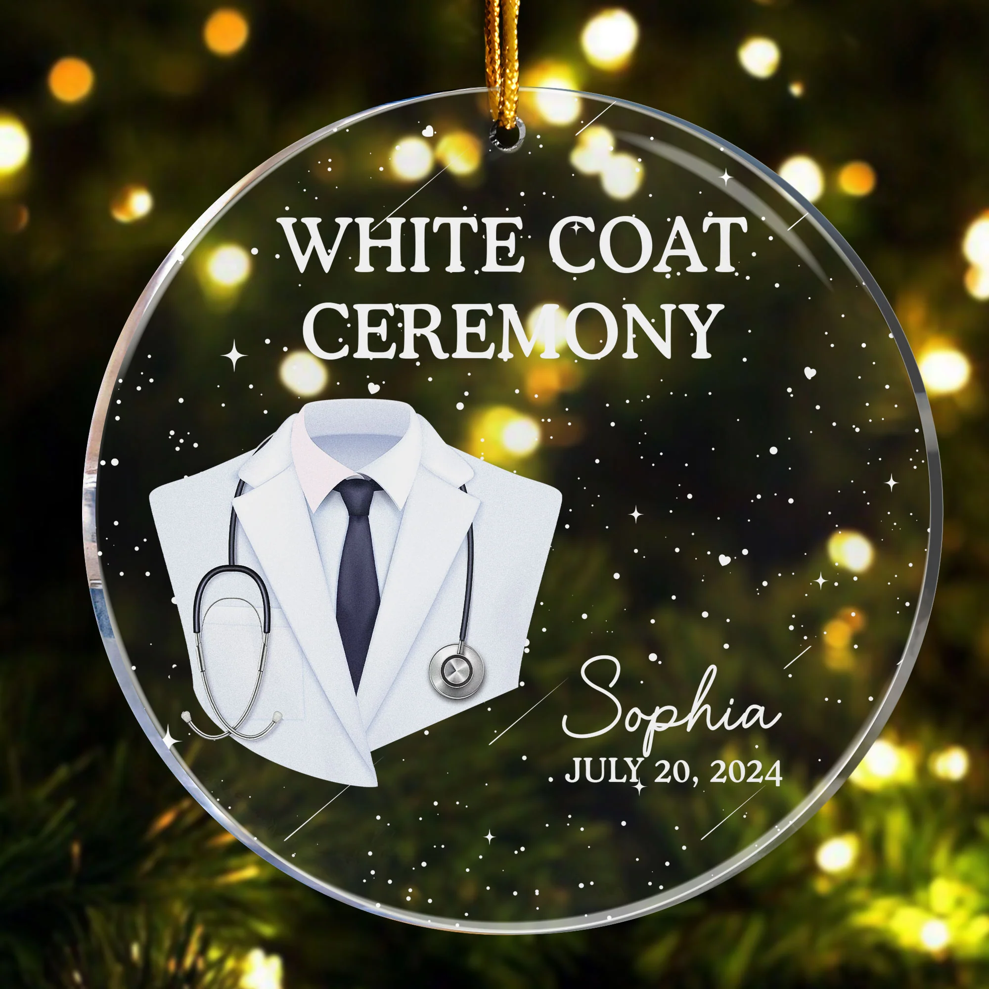 Doctor Christmas Ornament - White Coat Ceremony - Personalized Acrylic Ornament - Image 3