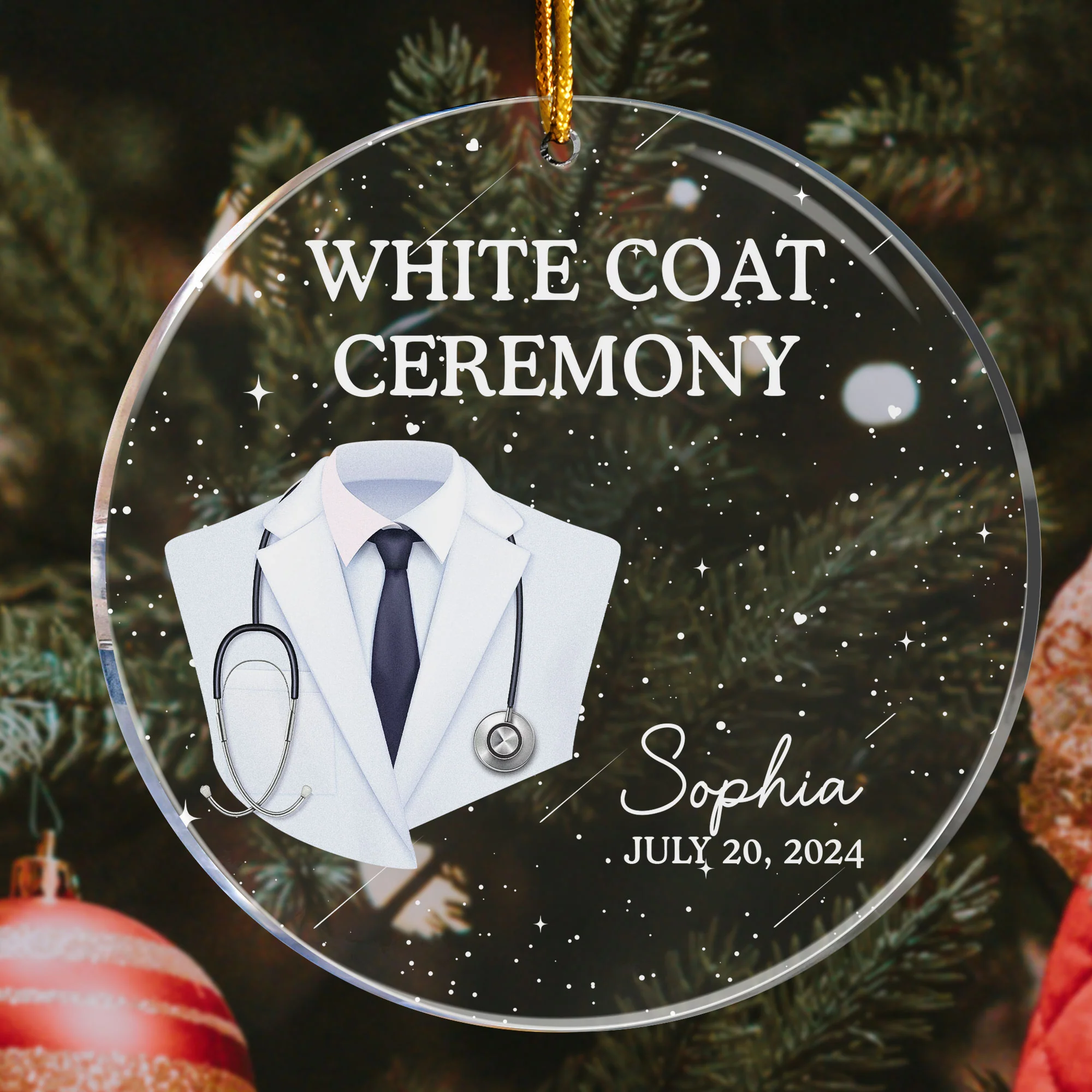 Doctor Christmas Ornament - White Coat Ceremony - Personalized Acrylic Ornament - Image 5