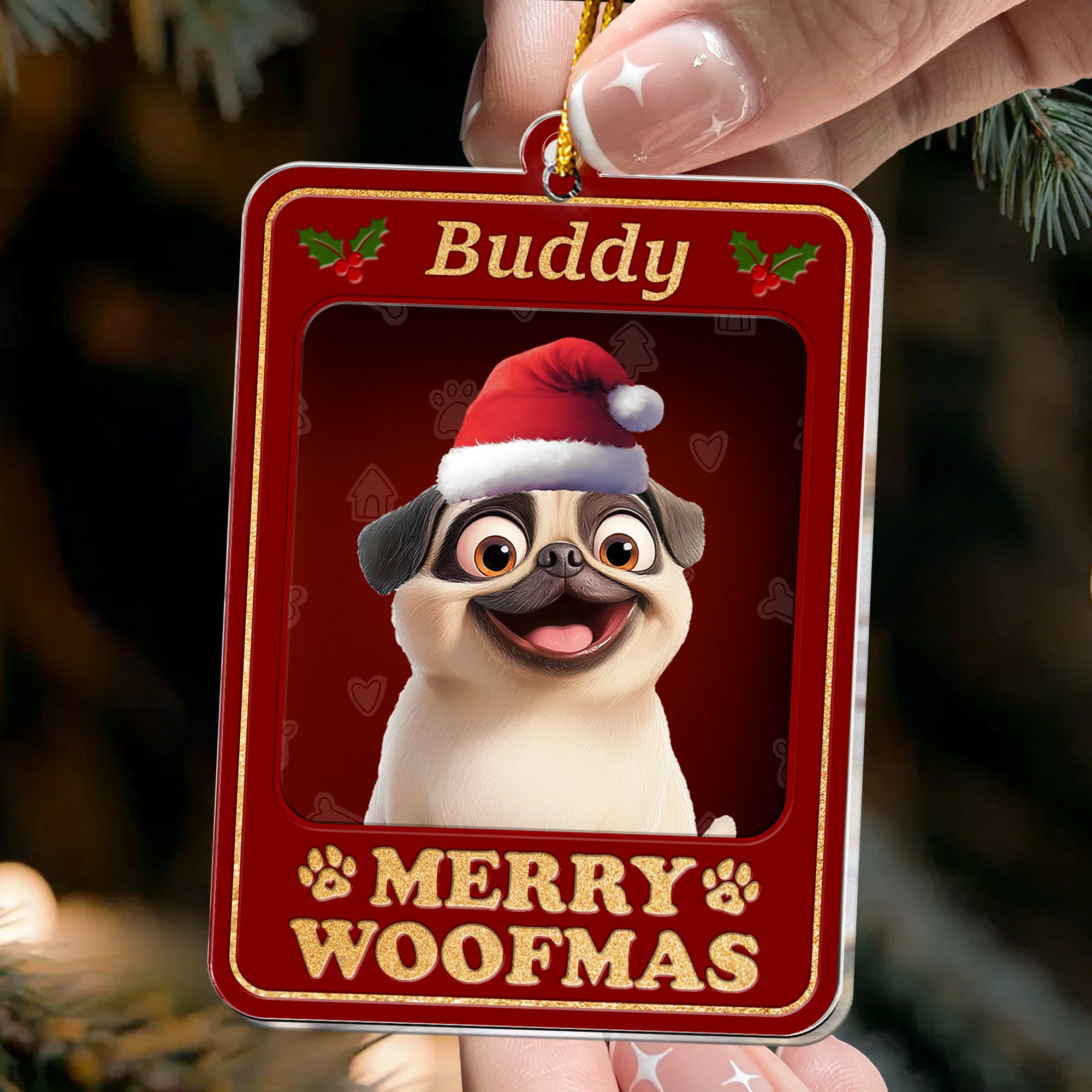 Dog Christmas Toy Box - Personalized Acrylic Ornament - Image 2