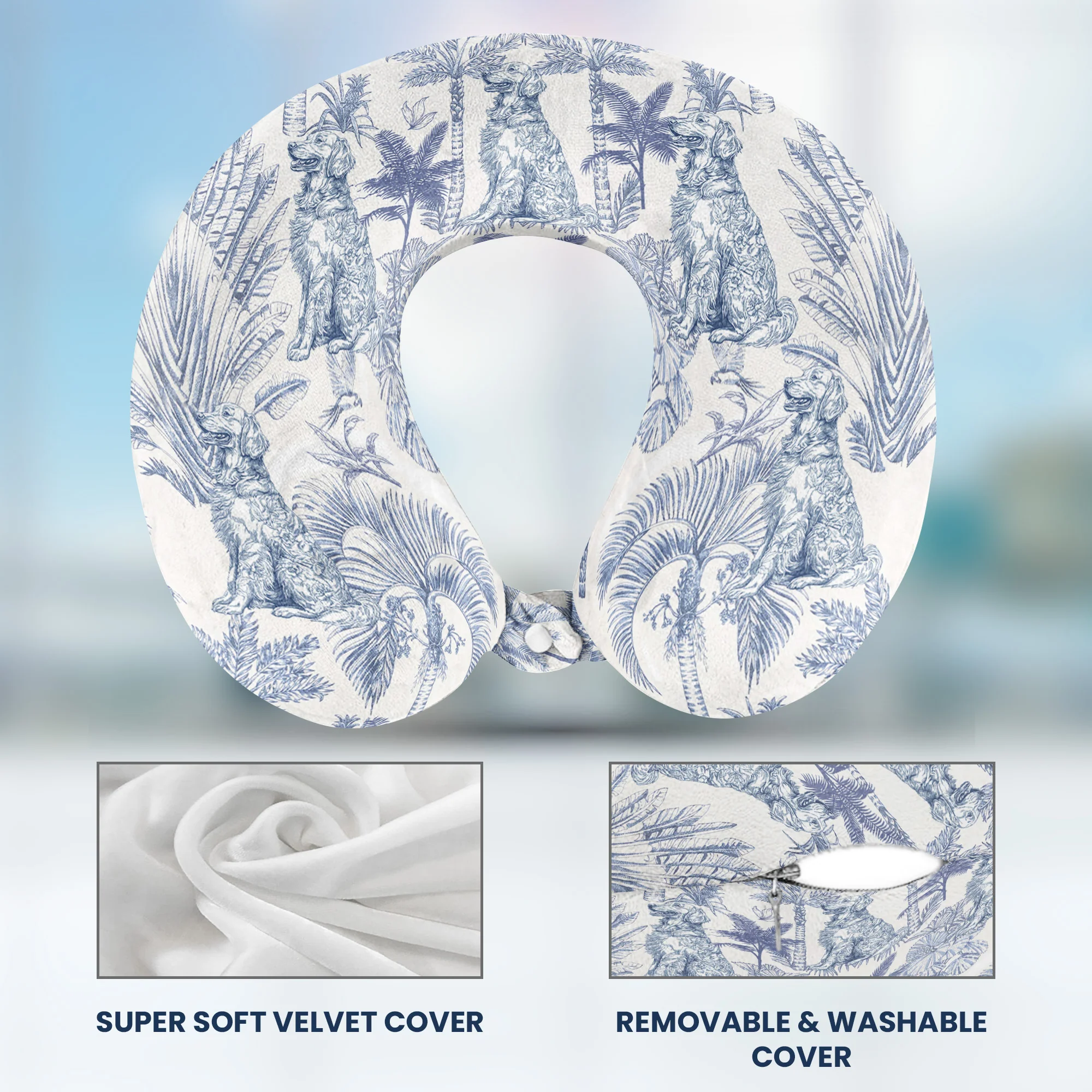 Dog Custom Breeds Toile De Jouy - Personalized U-Shaped Travel Neck Pillow - Image 7