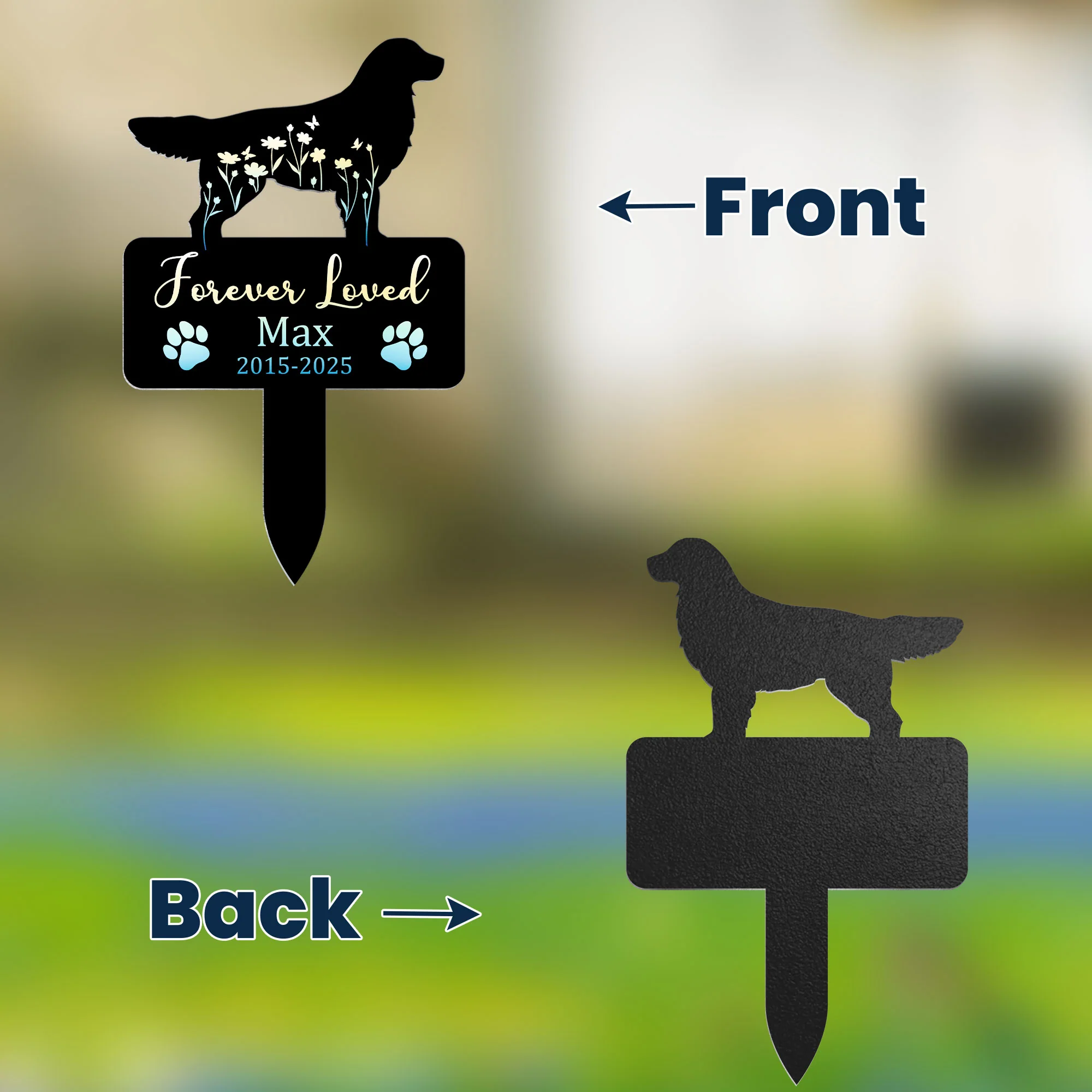Dog Loss Forever Loved - Personalized Metal Garden Stake - Image 2