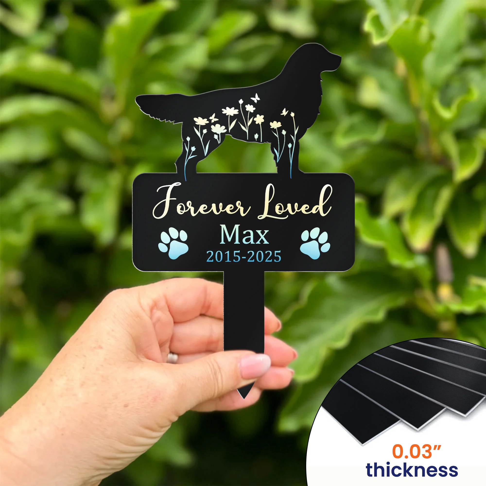 Dog Loss Forever Loved - Personalized Metal Garden Stake - Image 3