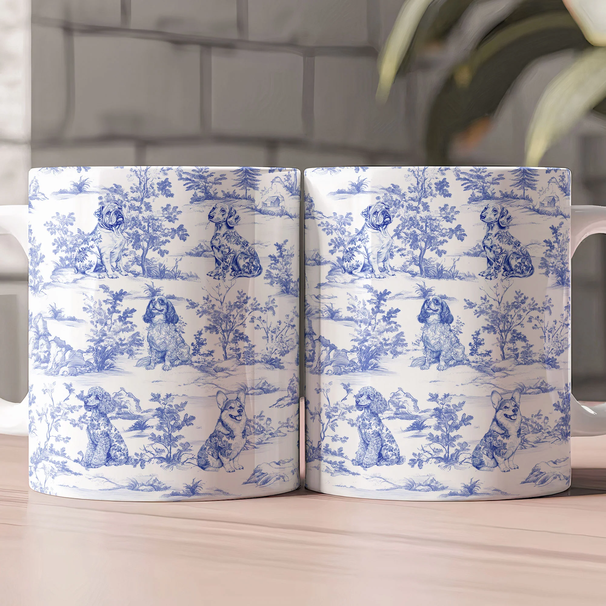 Dog Lover Toile De Jouy French Style - Personalized Mug - Image 2