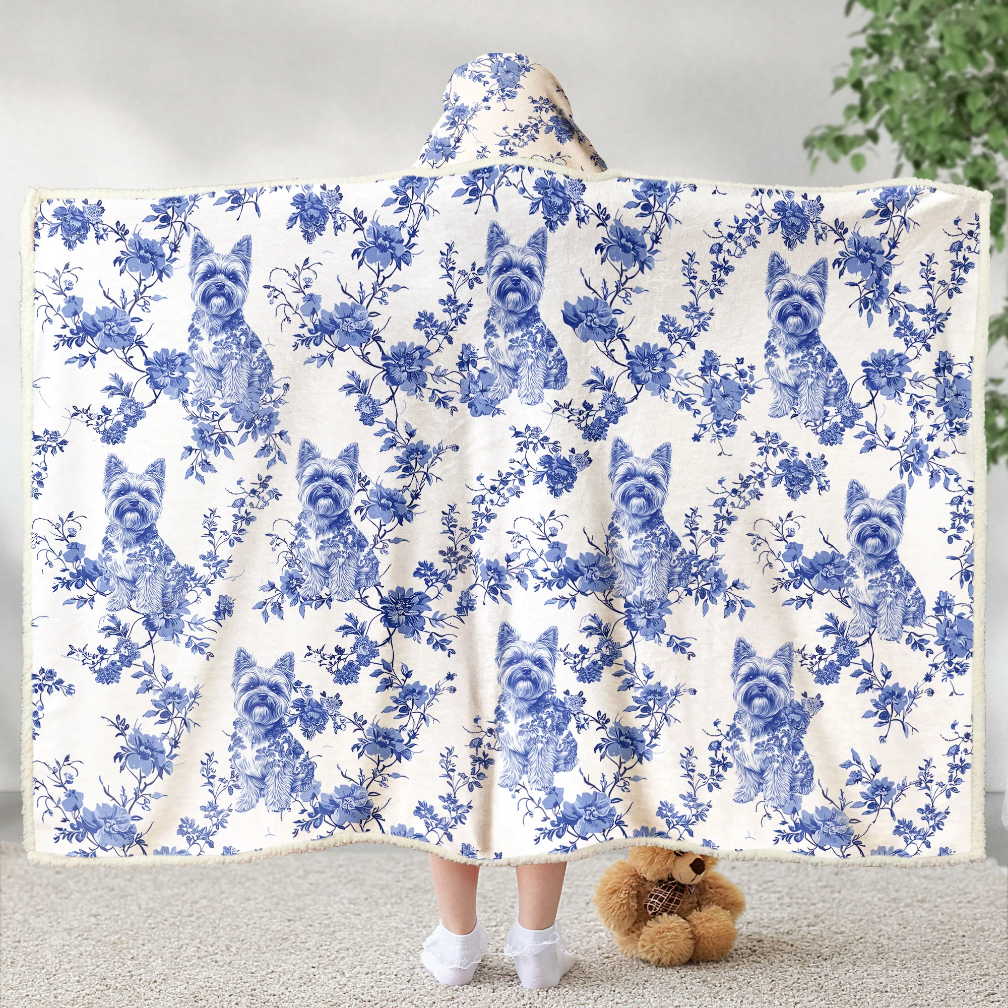 Dog Lover - Toile De Jouy Version - Personalized Wearable Blanket Hoodie - Image 4
