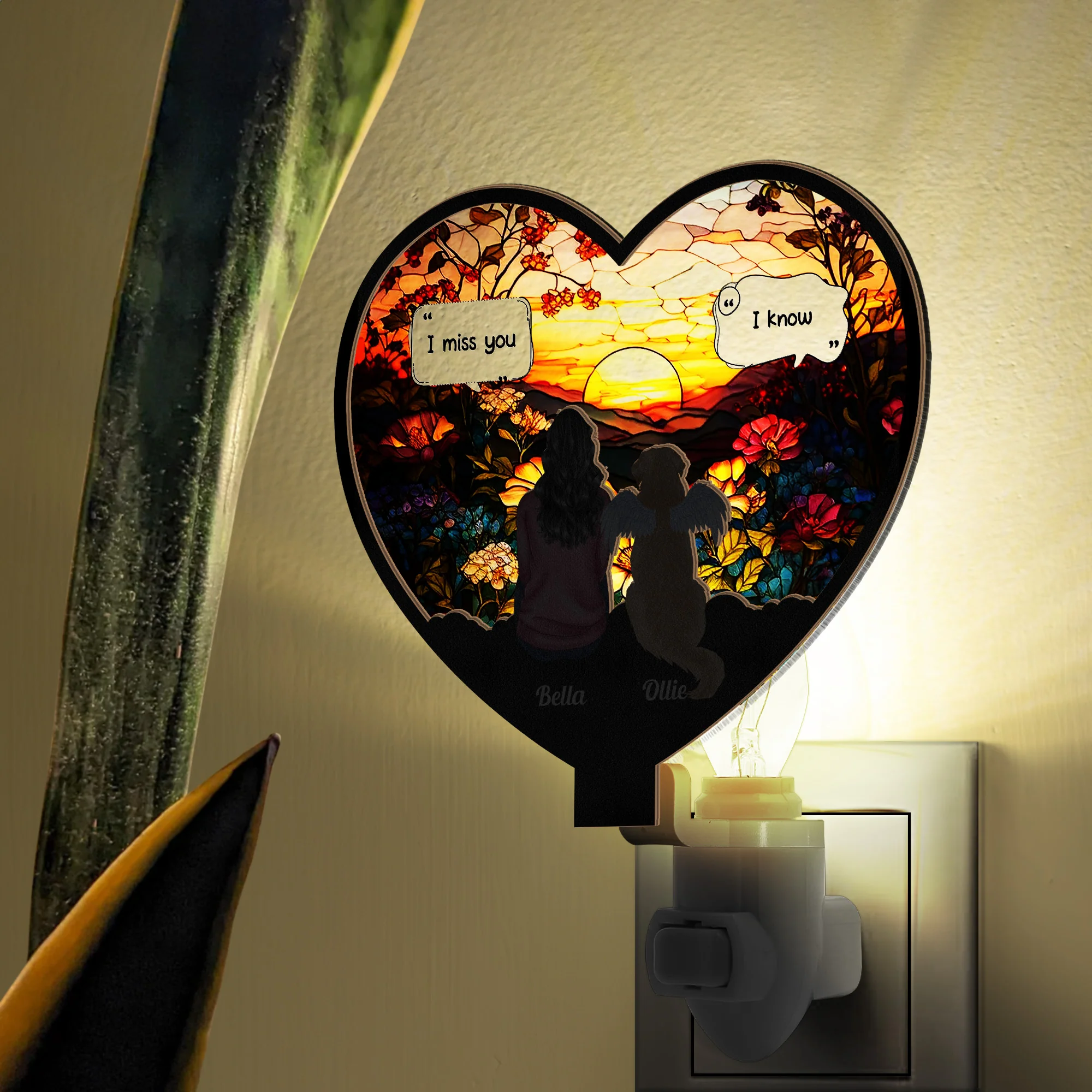 Dog Memorial, Cat Memorial - Personalized Wood And Acrylic Night Light - Image 4