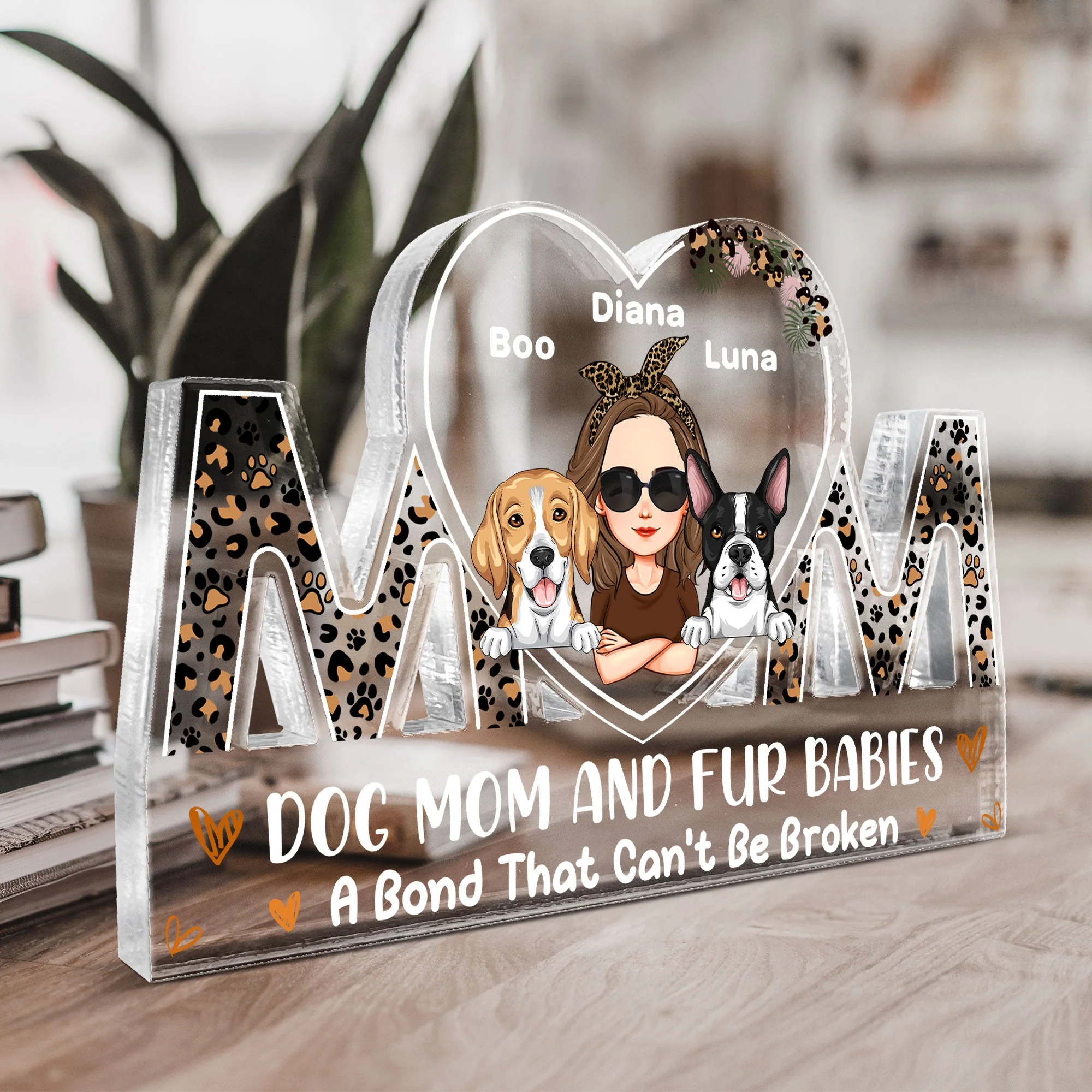 Dog Mom And Fur Babies - Personalized Mom Shaped Acylic Plaque - Image 6