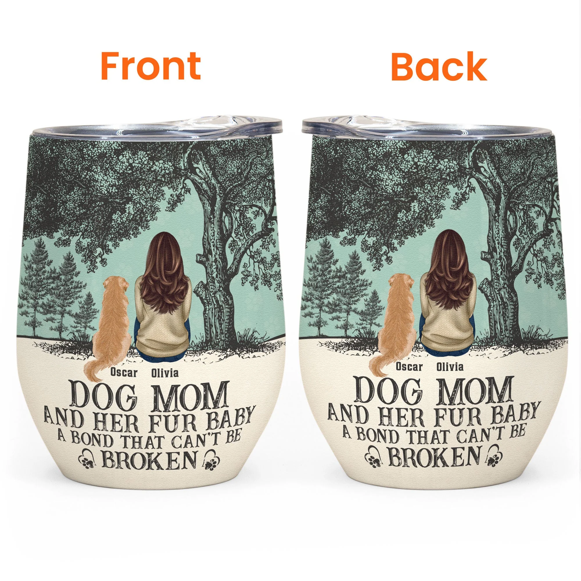 Dog Mom And Her Fur Babies - Personalized Wine Tumbler - Image 3