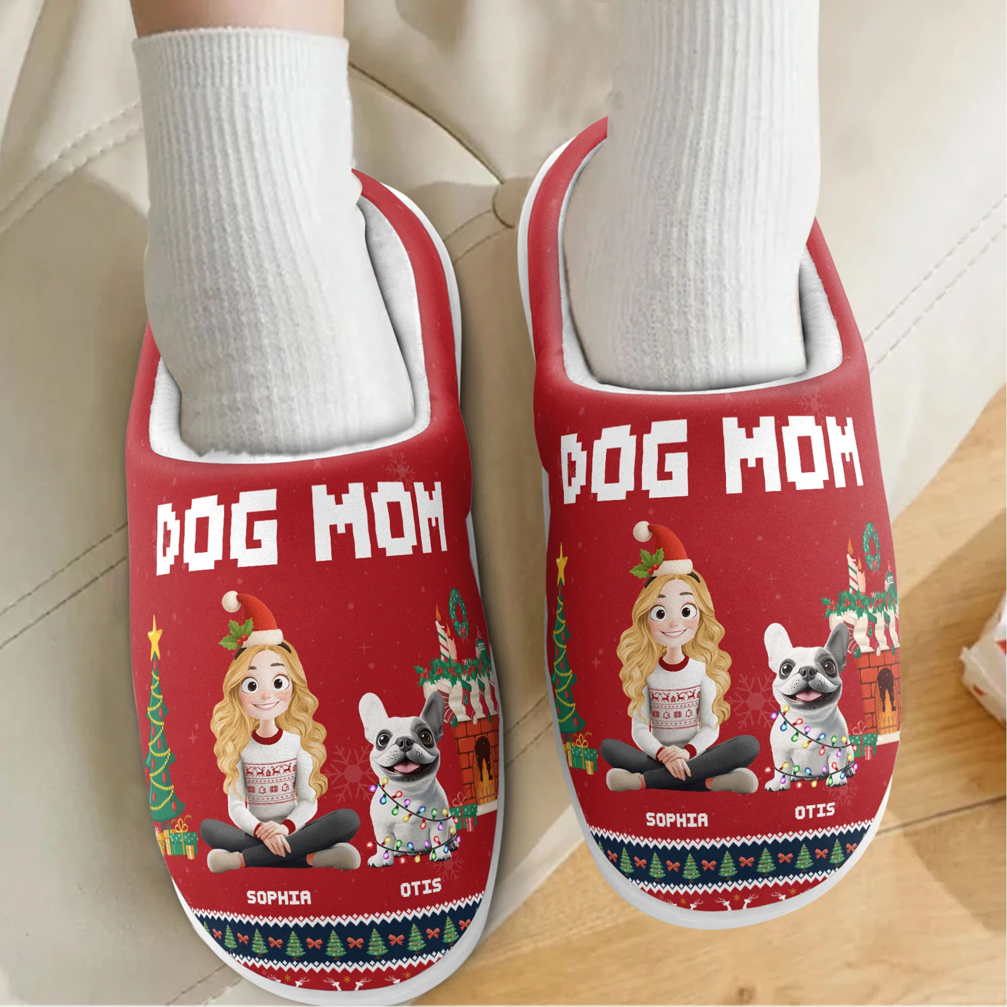 Dog Mom - Cartoon Version - Personalized Slippers - Image 3