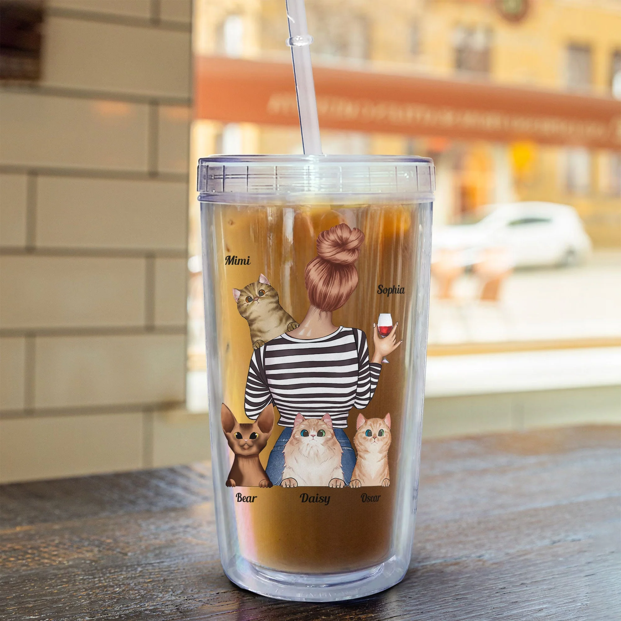 Dog Mom Cat Mom - Personalized Acrylic Tumbler With Straw - Image 5