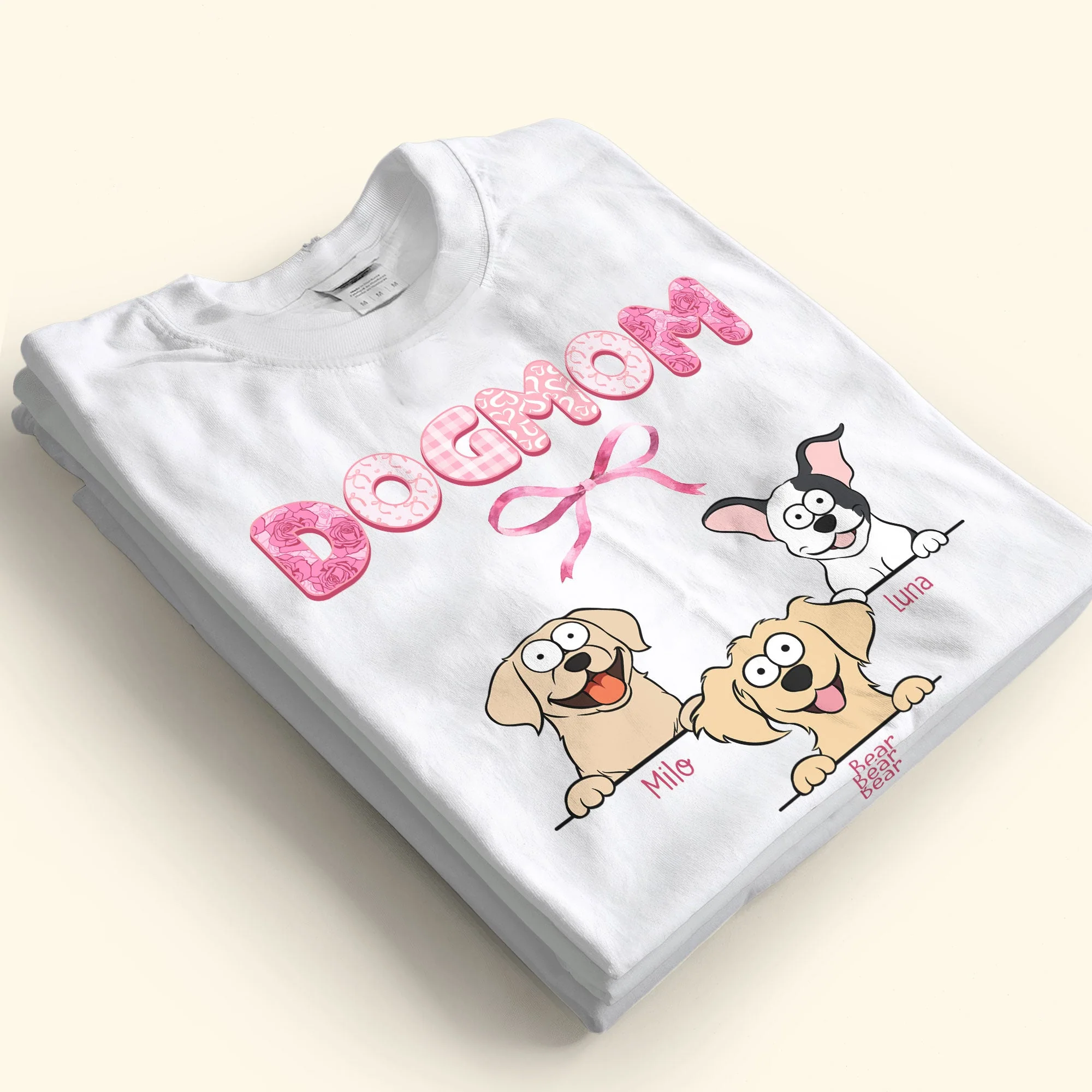 Dog Mom Coquette Pink Bow Ribbon Trendy Style - Personalized Shirt - Image 3