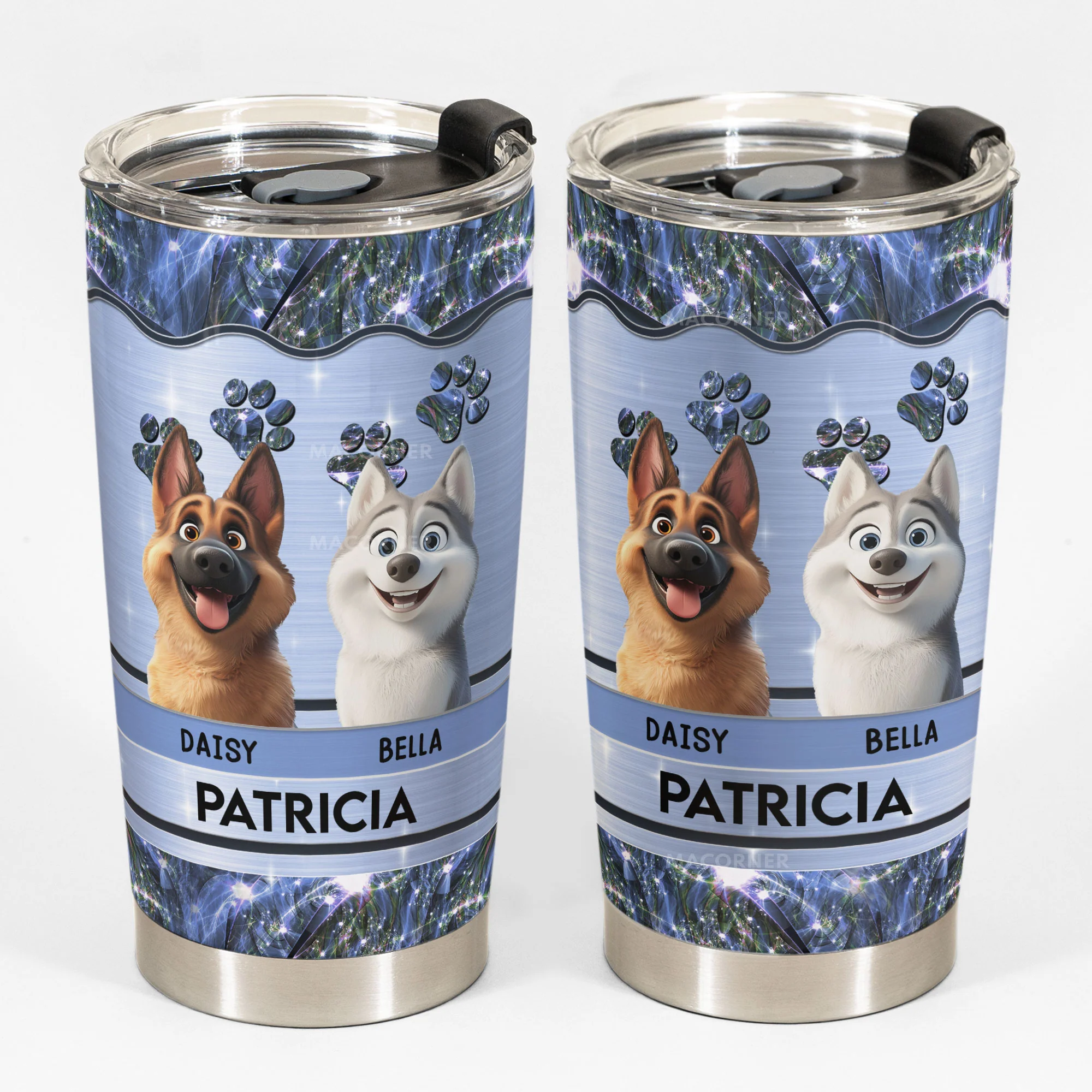 Dog Mom Dog Dad Cartoon Dog - Personalized Tumbler Cup - Image 2