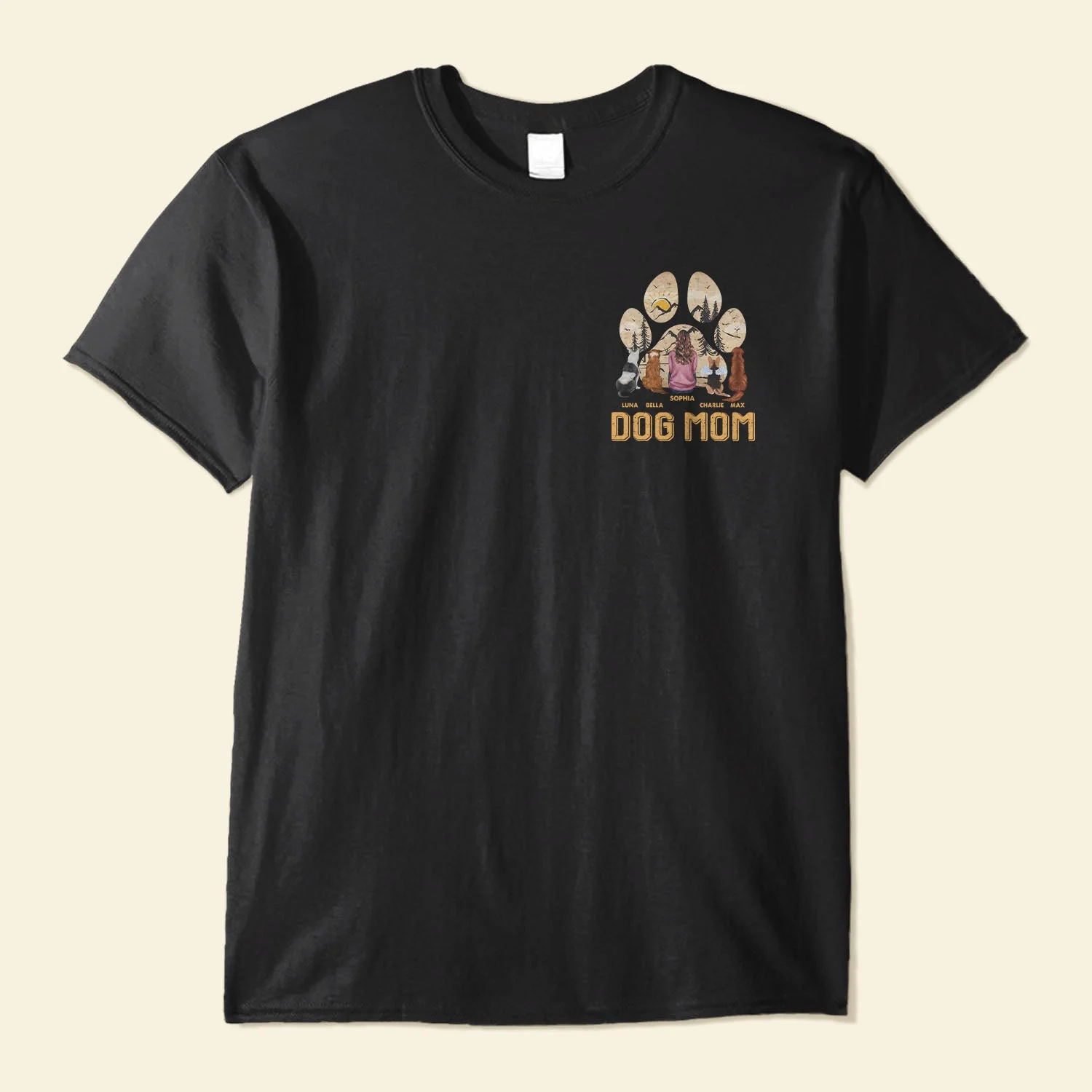 Dog Mom Paw Mountain View Vintage - Personalized Shirt