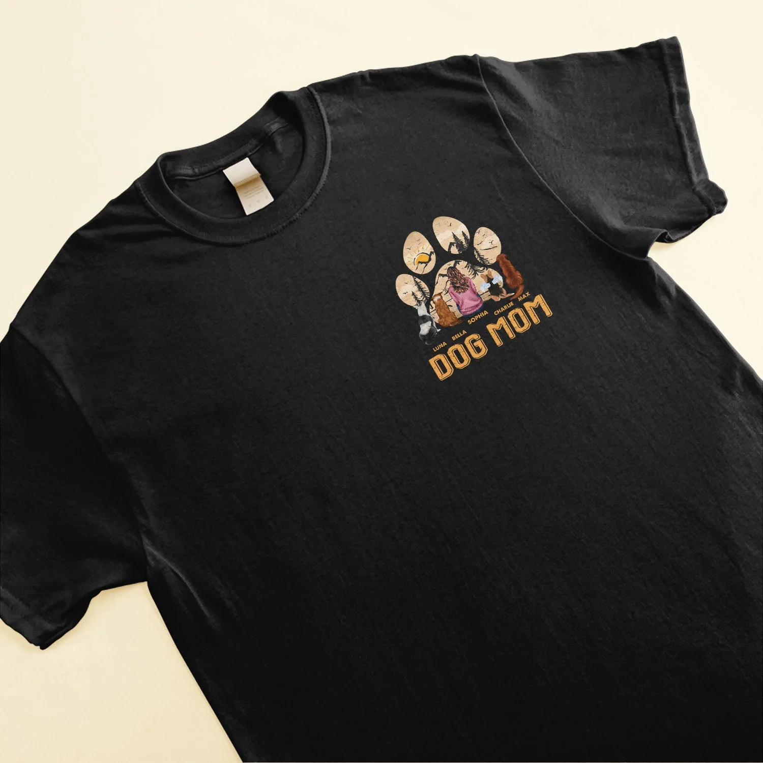 Dog Mom Paw Mountain View Vintage - Personalized Shirt - Image 3