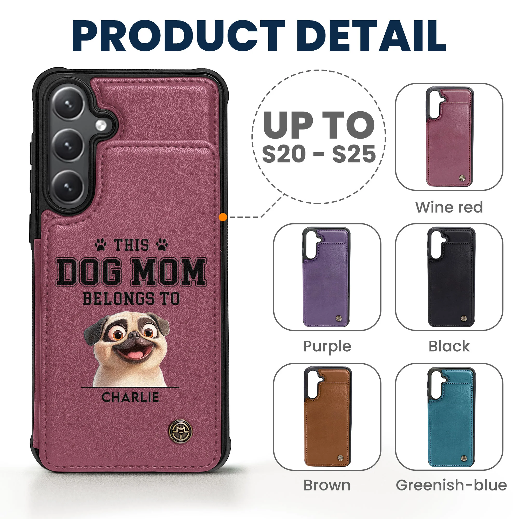 Dog Mom - Personalized Leather Flip Wallet Phone Case - Image 6