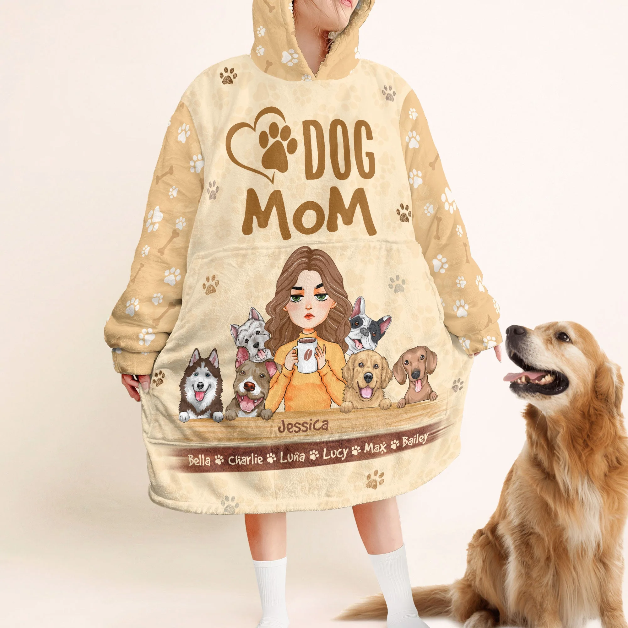 Dog Mom - Personalized Oversized Blanket Hoodie - Birthday, Loving Gift For Dog Mom, Dog Owner, Dog Lover, Dog Mama - Image 2