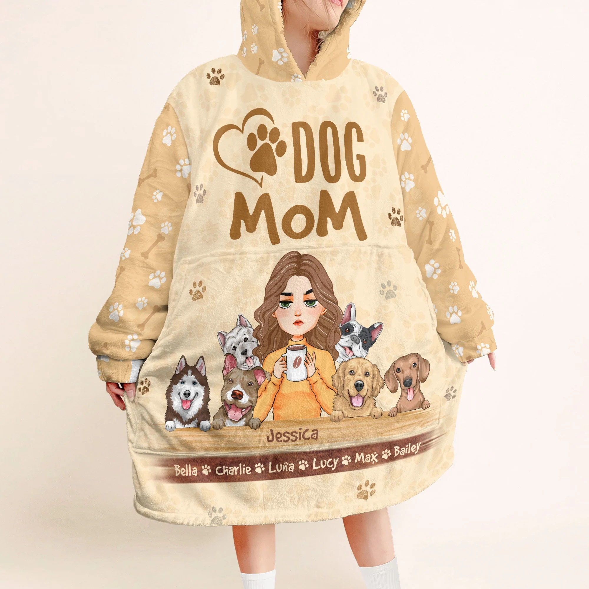 Dog Mom - Personalized Oversized Blanket Hoodie - Birthday, Loving Gift For Dog Mom, Dog Owner, Dog Lover, Dog Mama - Image 3