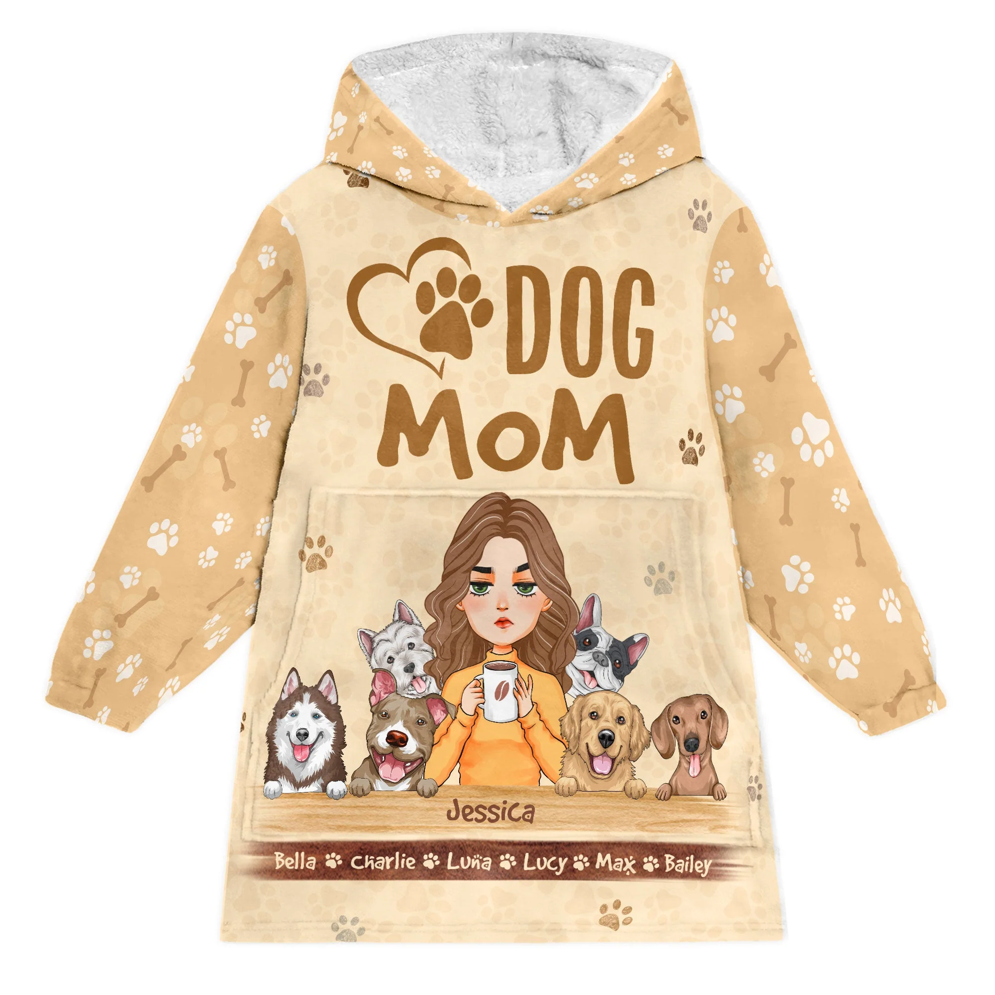 Dog Mom - Personalized Oversized Blanket Hoodie - Birthday, Loving Gift For Dog Mom, Dog Owner, Dog Lover, Dog Mama - Image 5