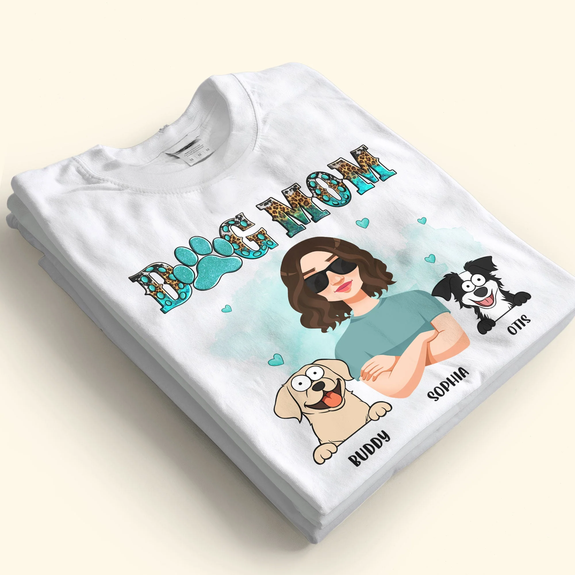 Dog Mom - Teal And Leopard Version - Personalized Shirt - Image 2
