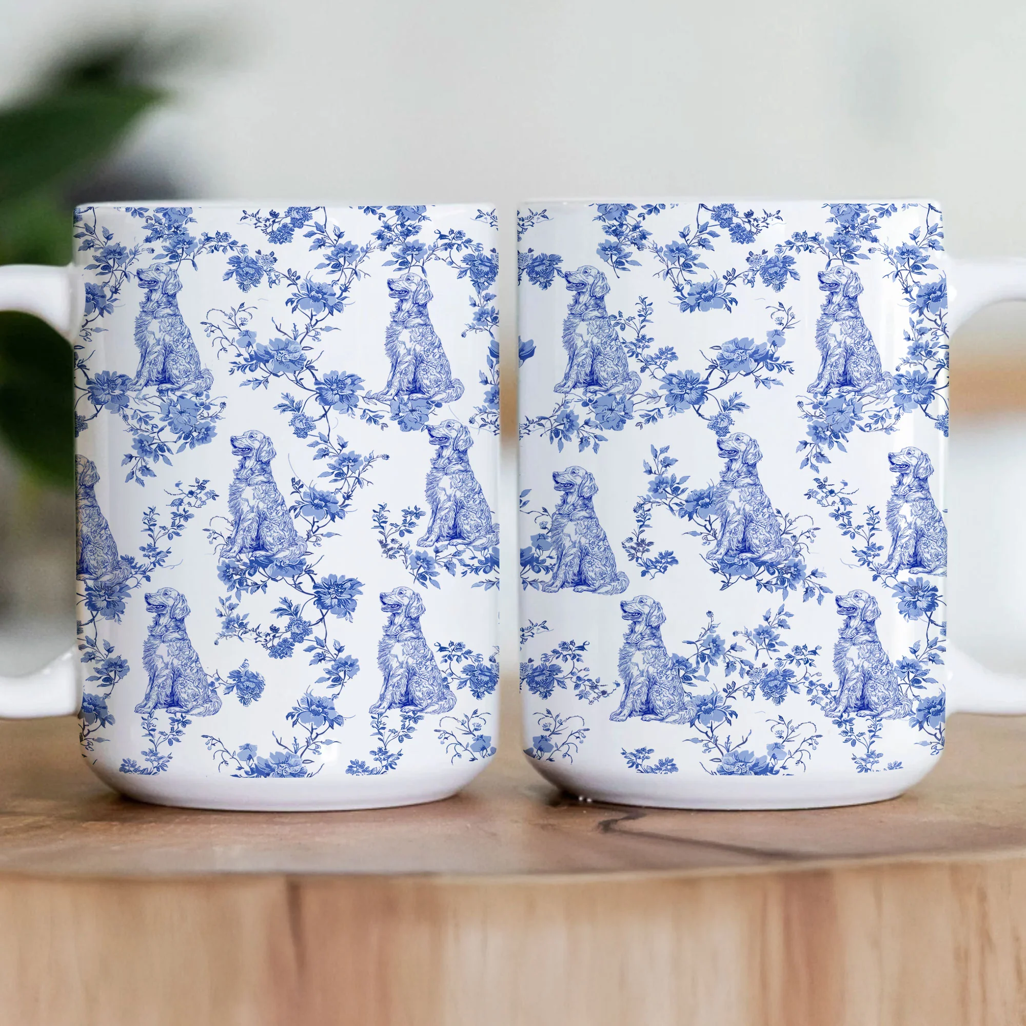 Dog Mom - Toile De Jouy Version - Personalized Mug - Image 2