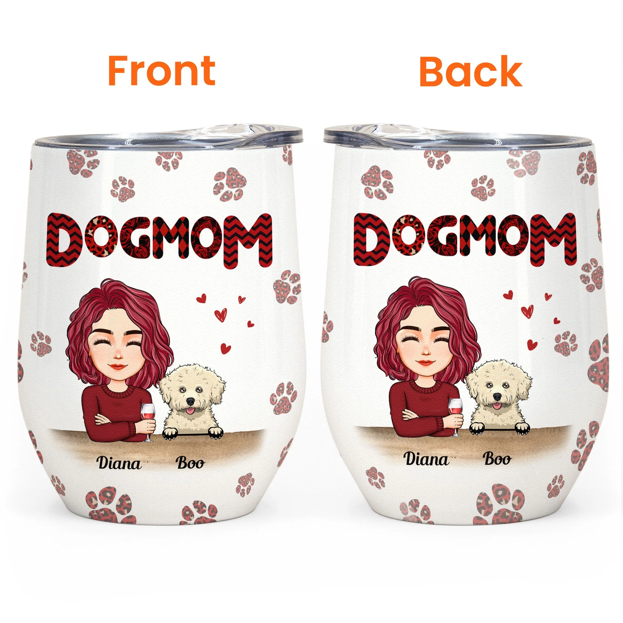Dog Mom Ver 2 - Personalized Wine Tumbler - Birthday Gift For Women, Dog Lovers - Image 3