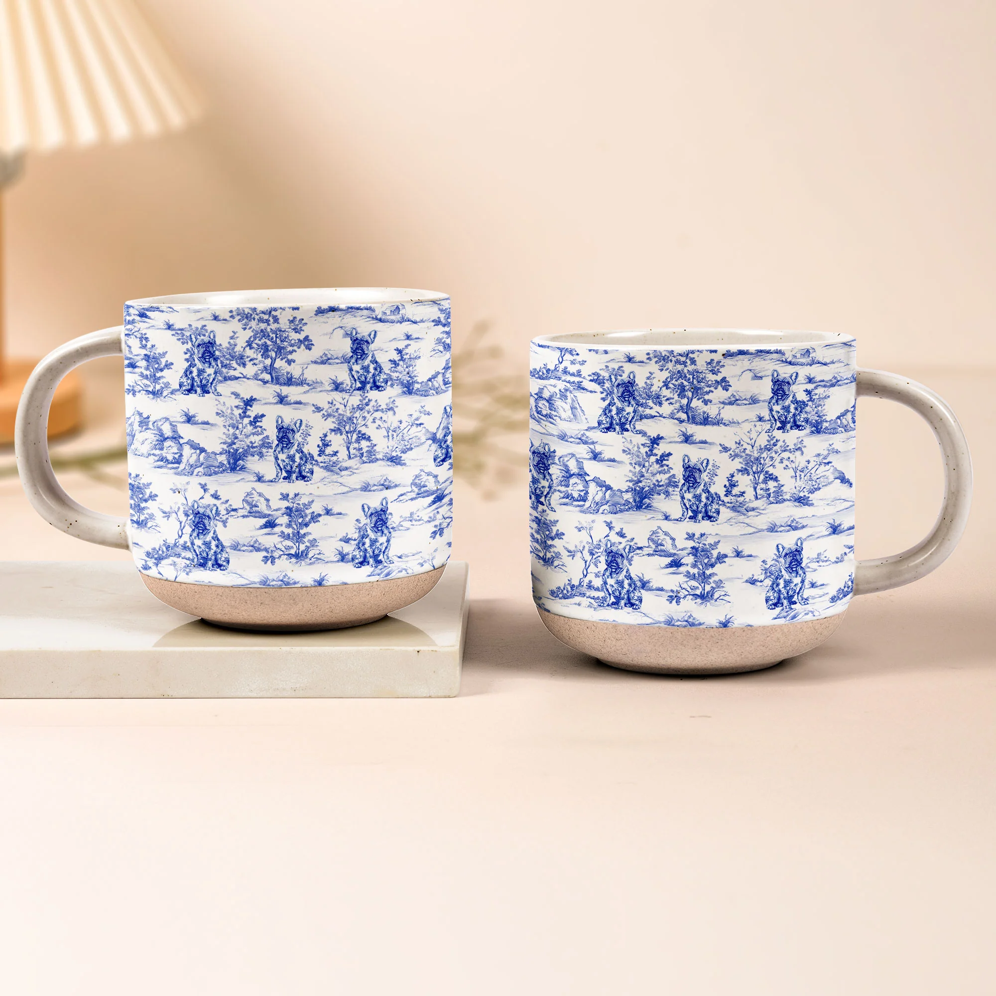 Dog Toile De Jouy French Style Custom Breeds - Personalized Pottery Mug - Image 2
