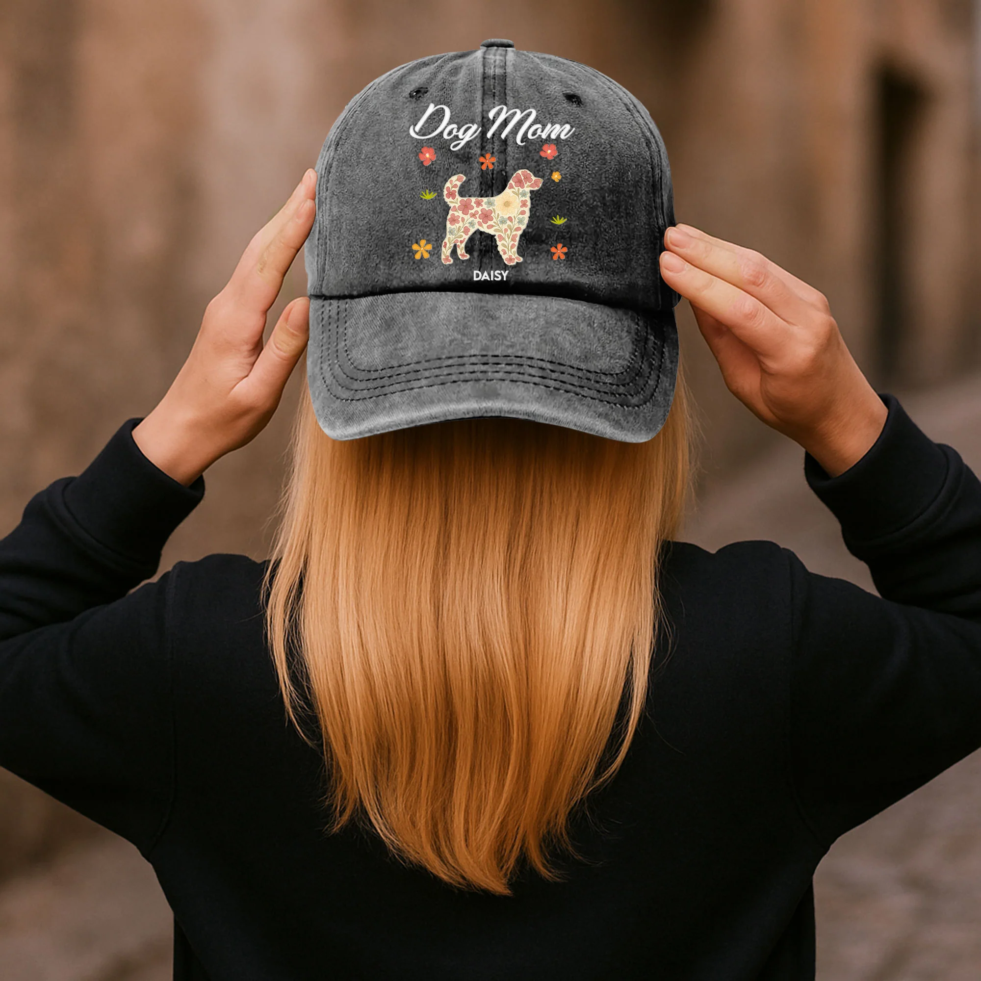 Dogaholic, Dog Mom - Personalized Distressed Denim Cap - Image 3