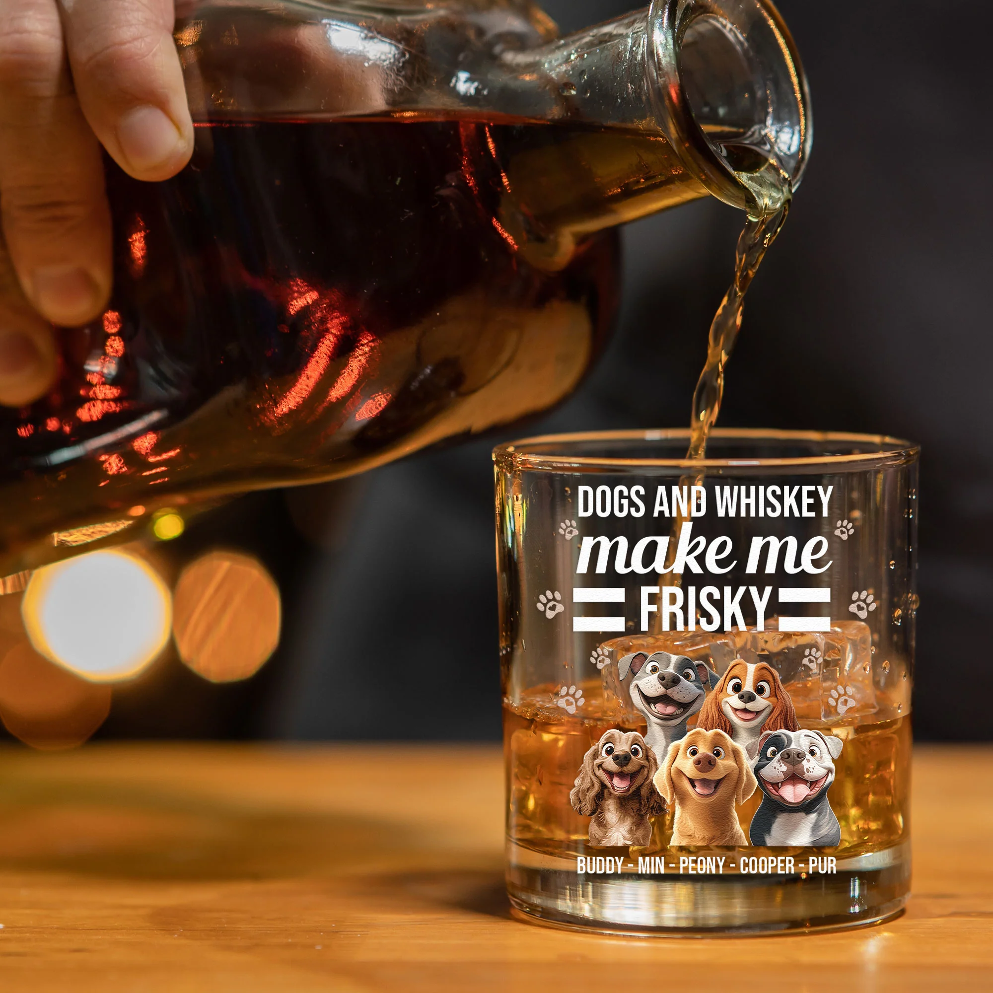 Dogs And Whiskey Make Me Frisky - Personalized Whiskey Glass - Image 3