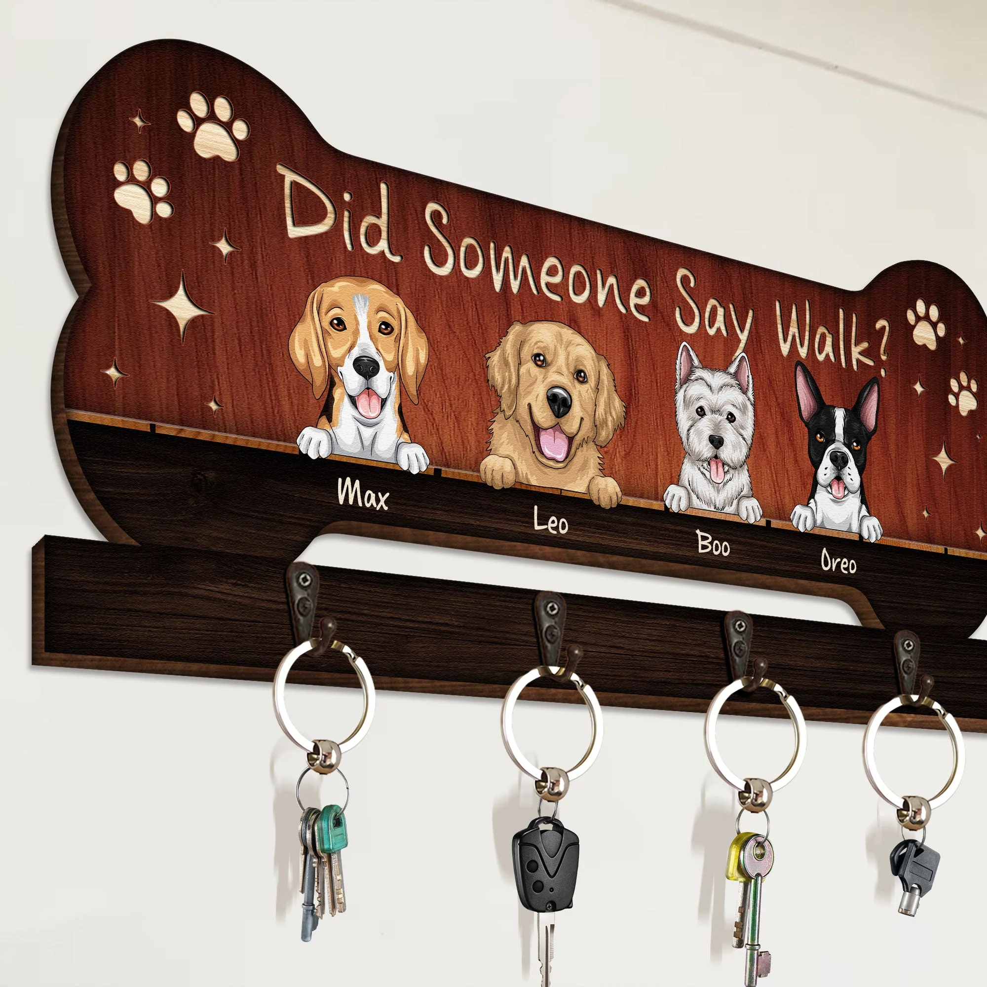 Dogs Did Someone Say Walk? - Personalized Custom Key Hanger - Image 3