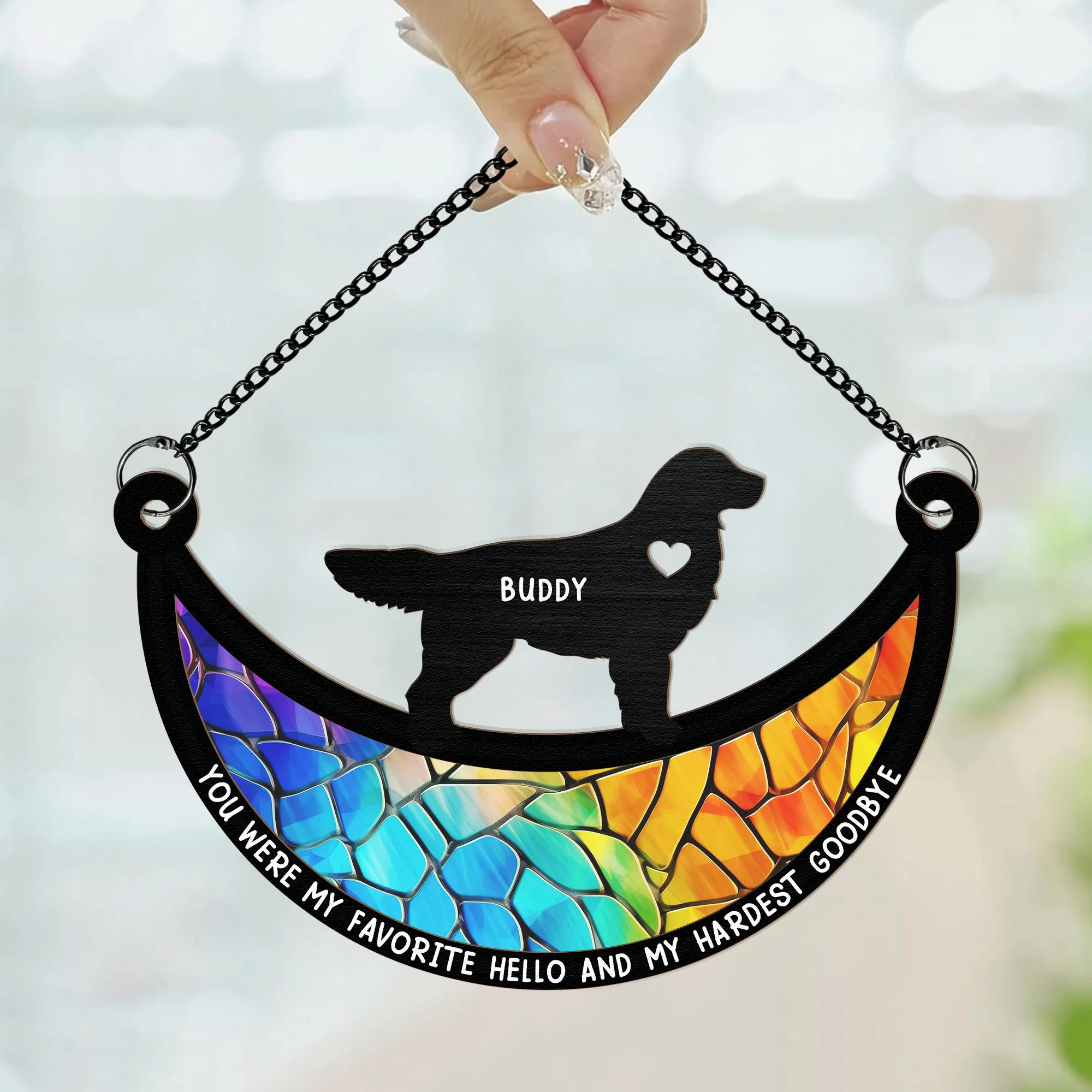 Dogs On The Moon - Personalized Window Hanging Suncatcher Ornament - Image 2