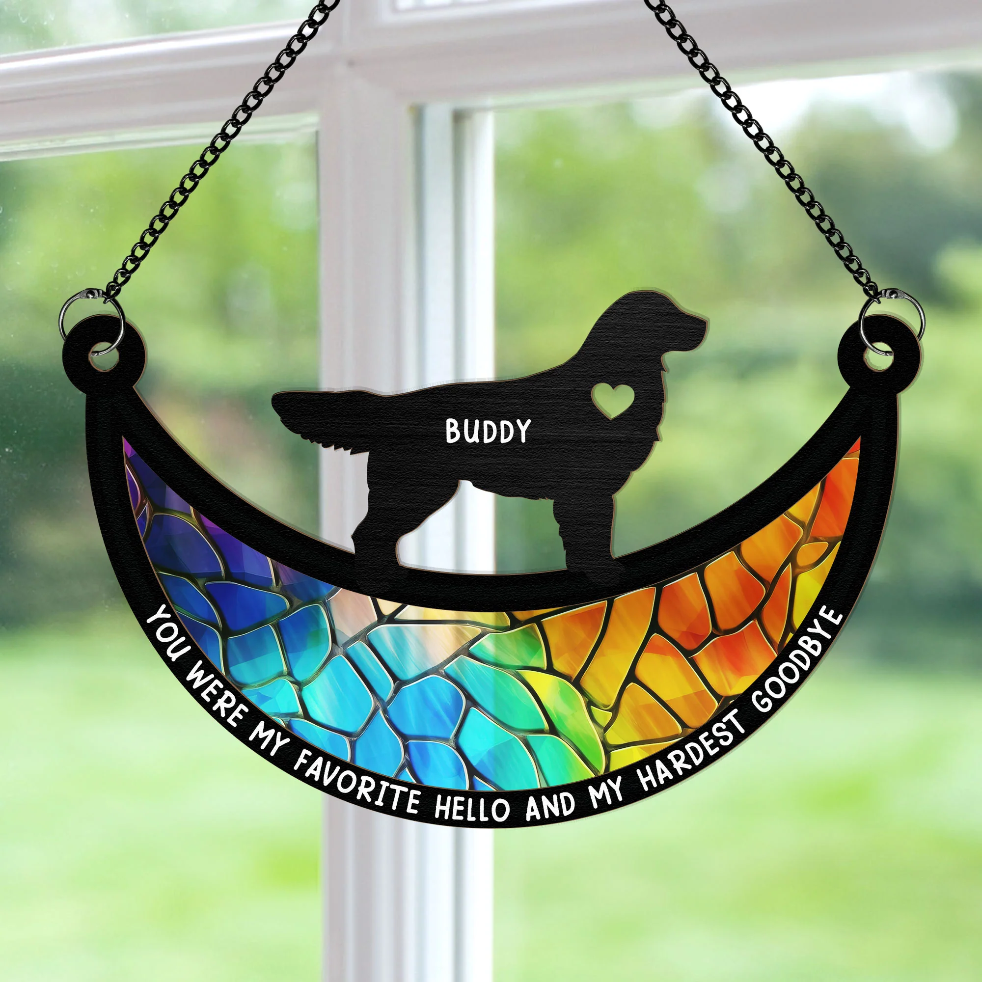 Dogs On The Moon - Personalized Window Hanging Suncatcher Ornament - Image 3