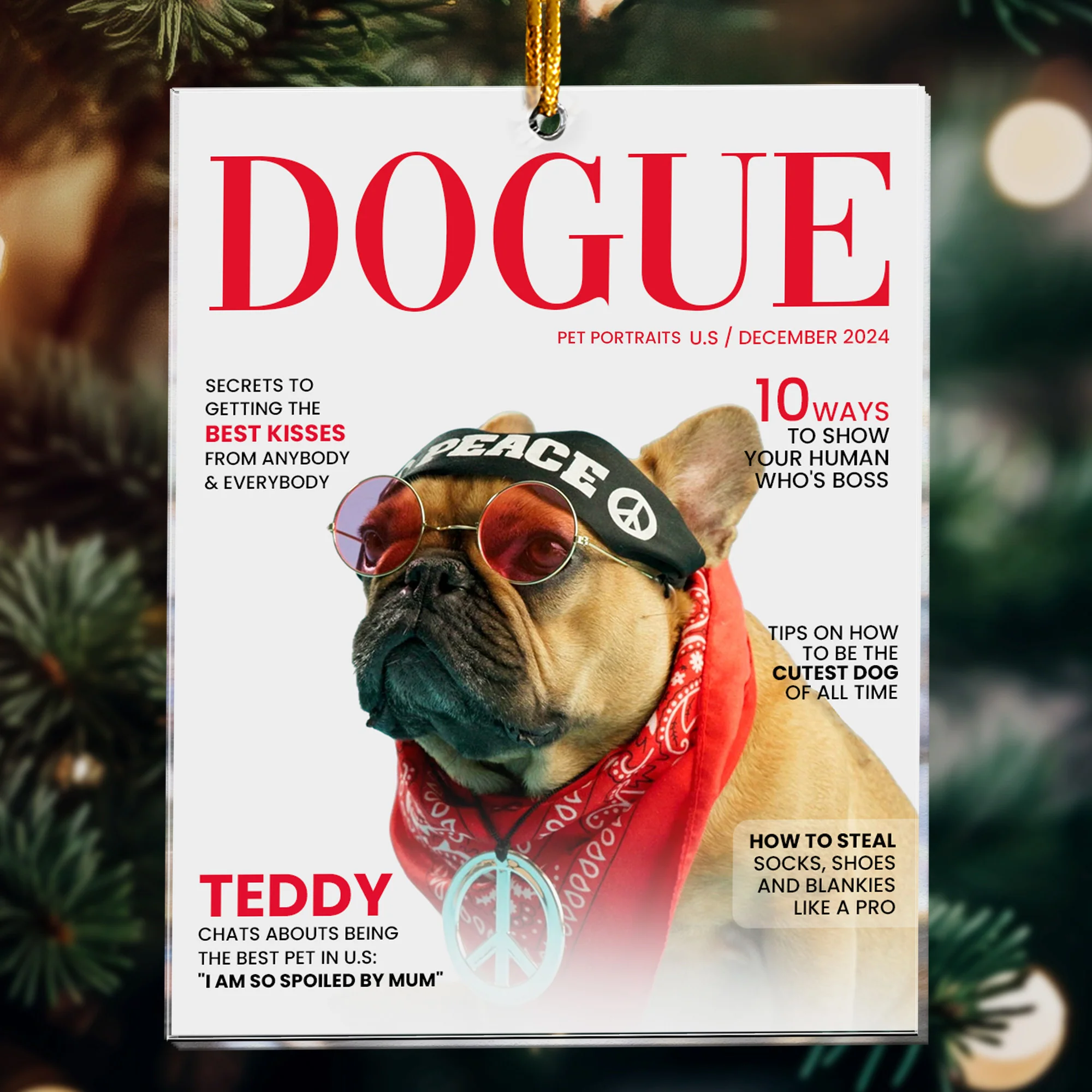 Dogue - Upload Dog Photo For Dog Lovers - Personalized Acrylic Photo Ornament - Image 2