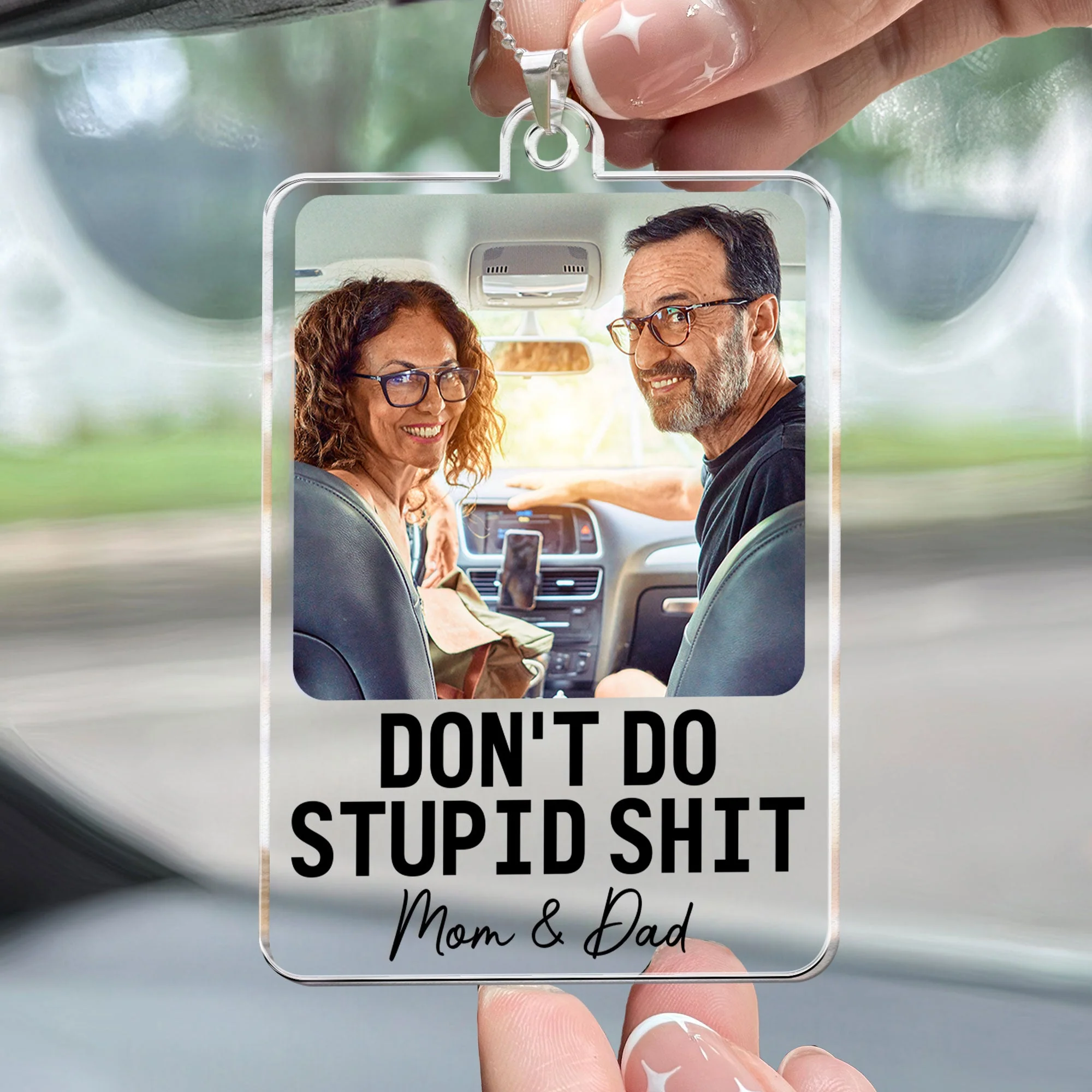 Don't Do Stupid Shit - Personalized Photo Rear View Mirror Accessory - Image 2