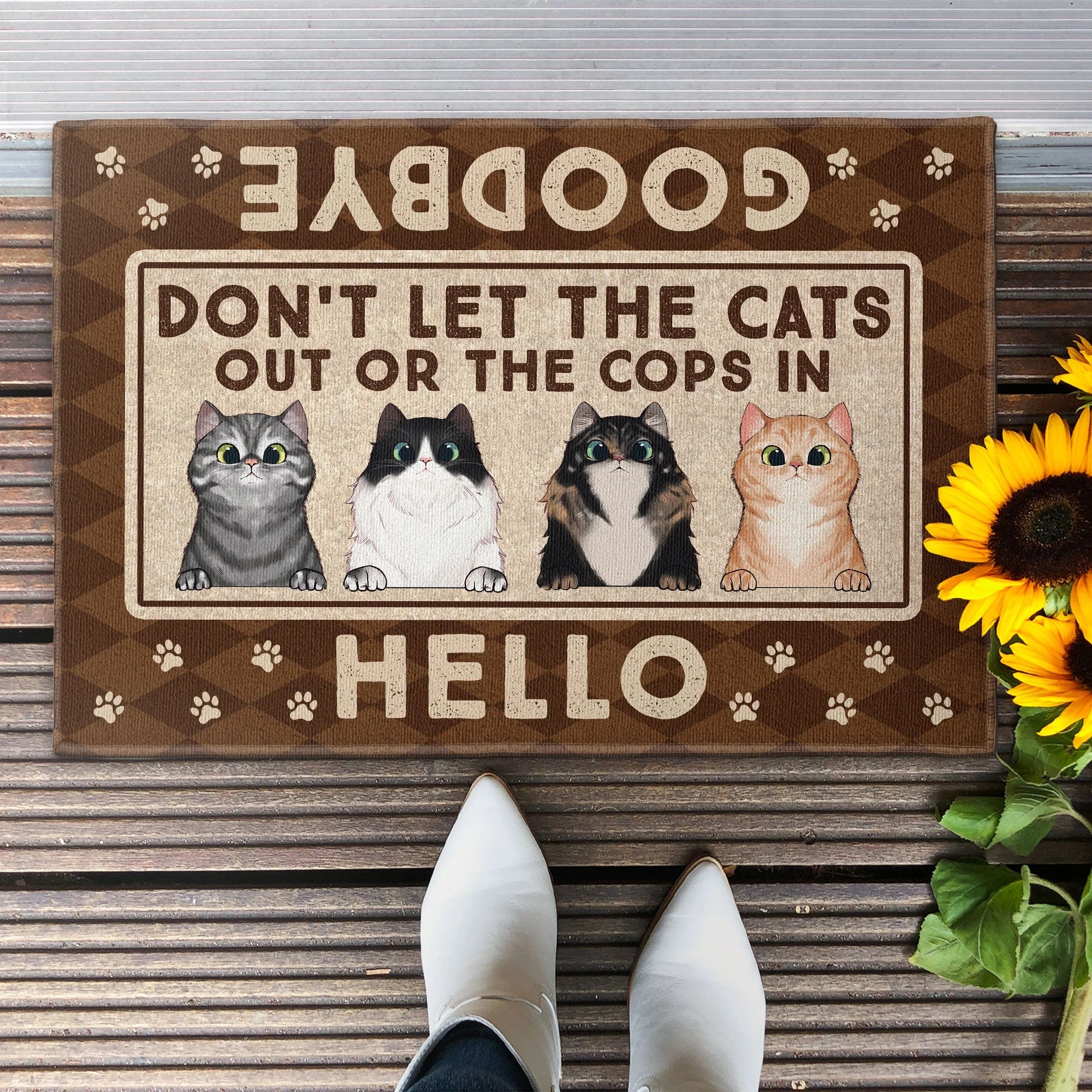 Don't Let The Cats Out Or The Cops In - Personalized Doormat - Image 2