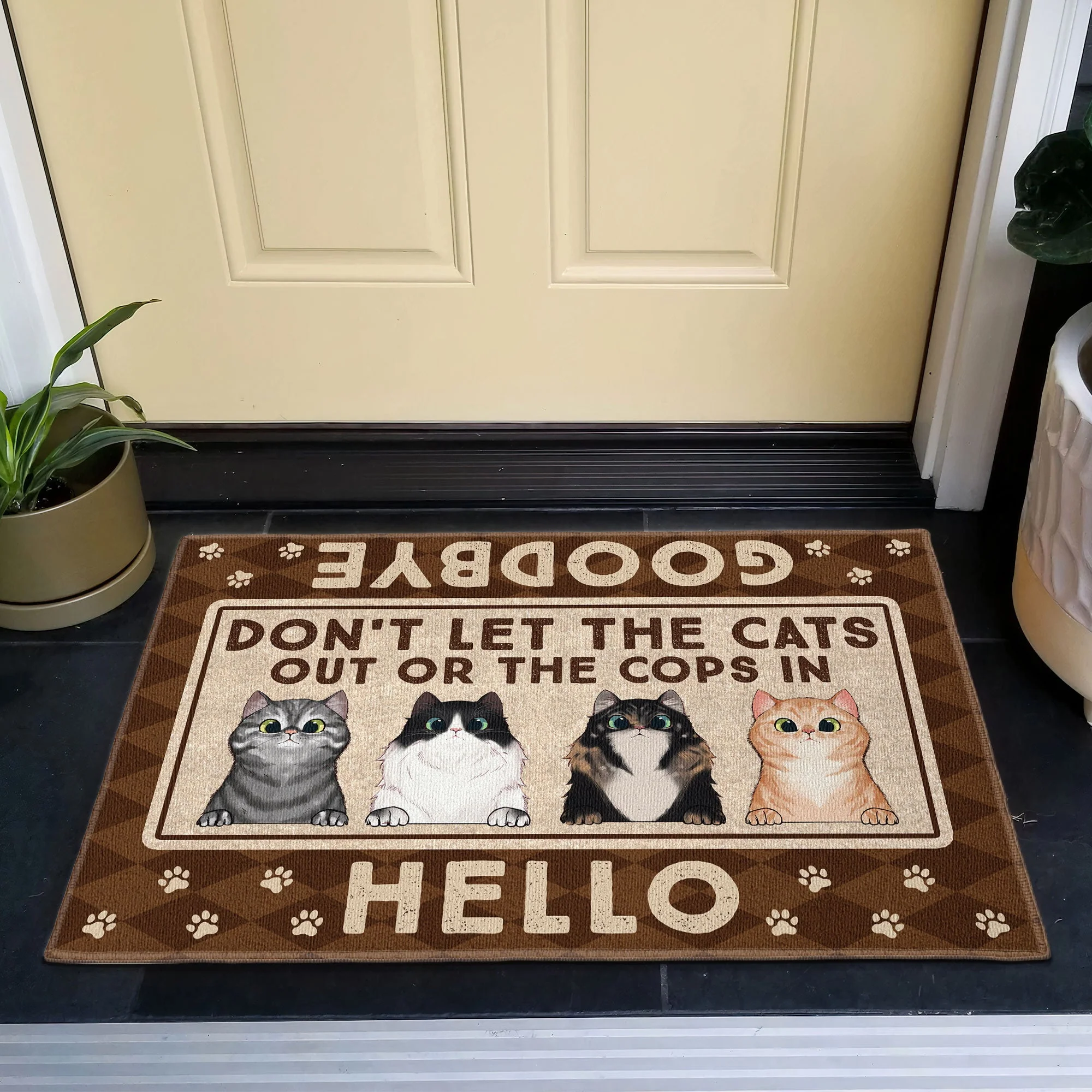 Don't Let The Cats Out Or The Cops In - Personalized Doormat - Image 4