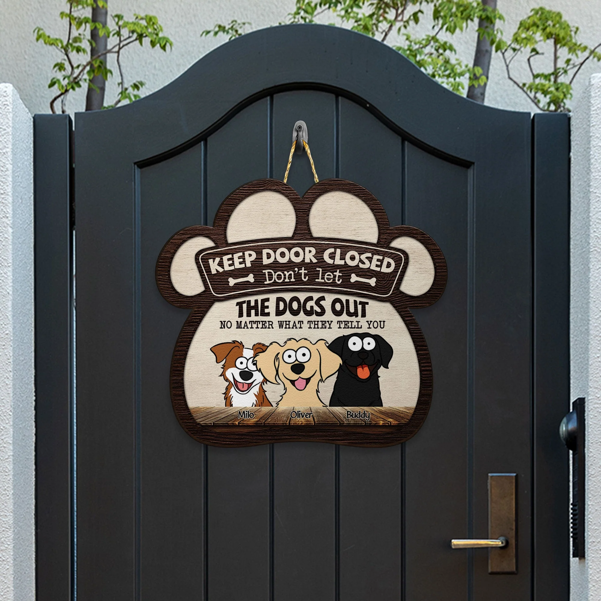 Don't Let The Dogs Out - Funny Version - Personalized Custom Shaped Wood Sign - Image 4