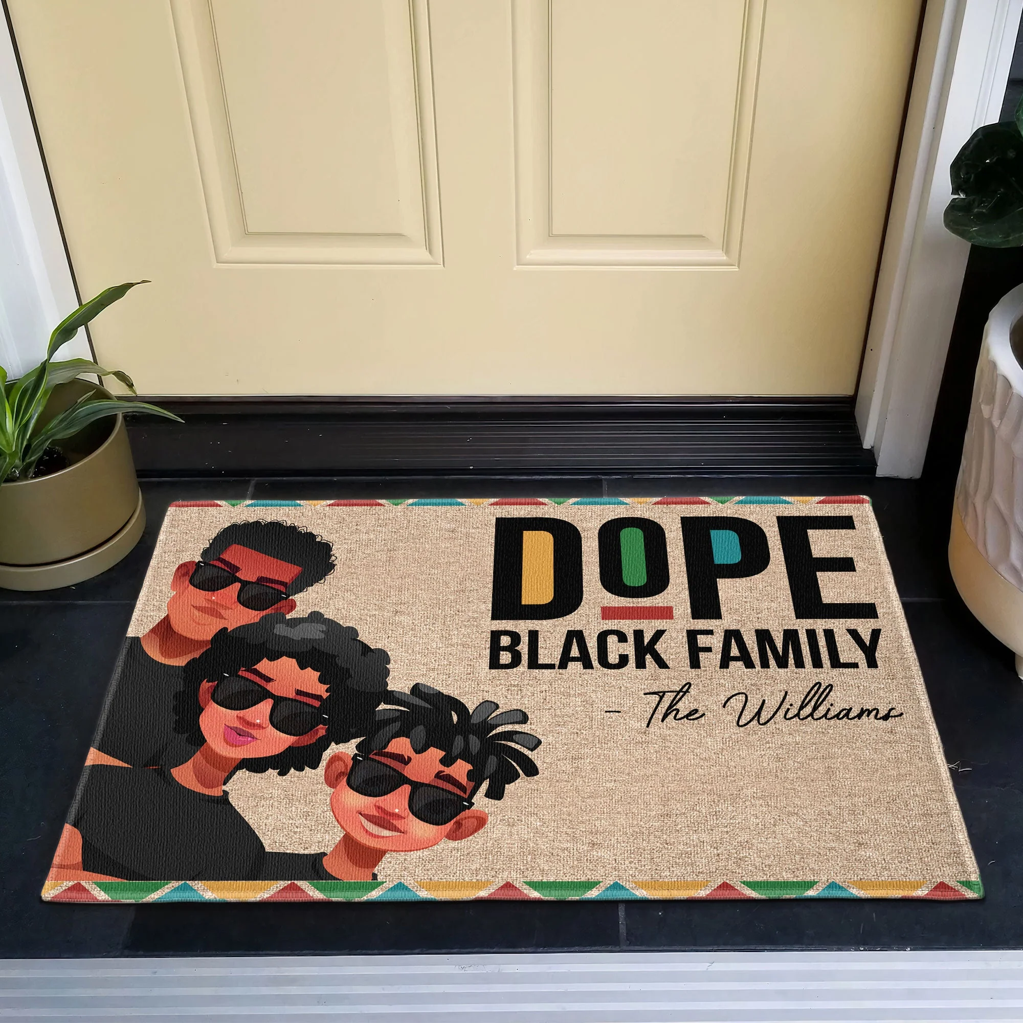 Dope Black Family - Personalized Doormat - Image 4