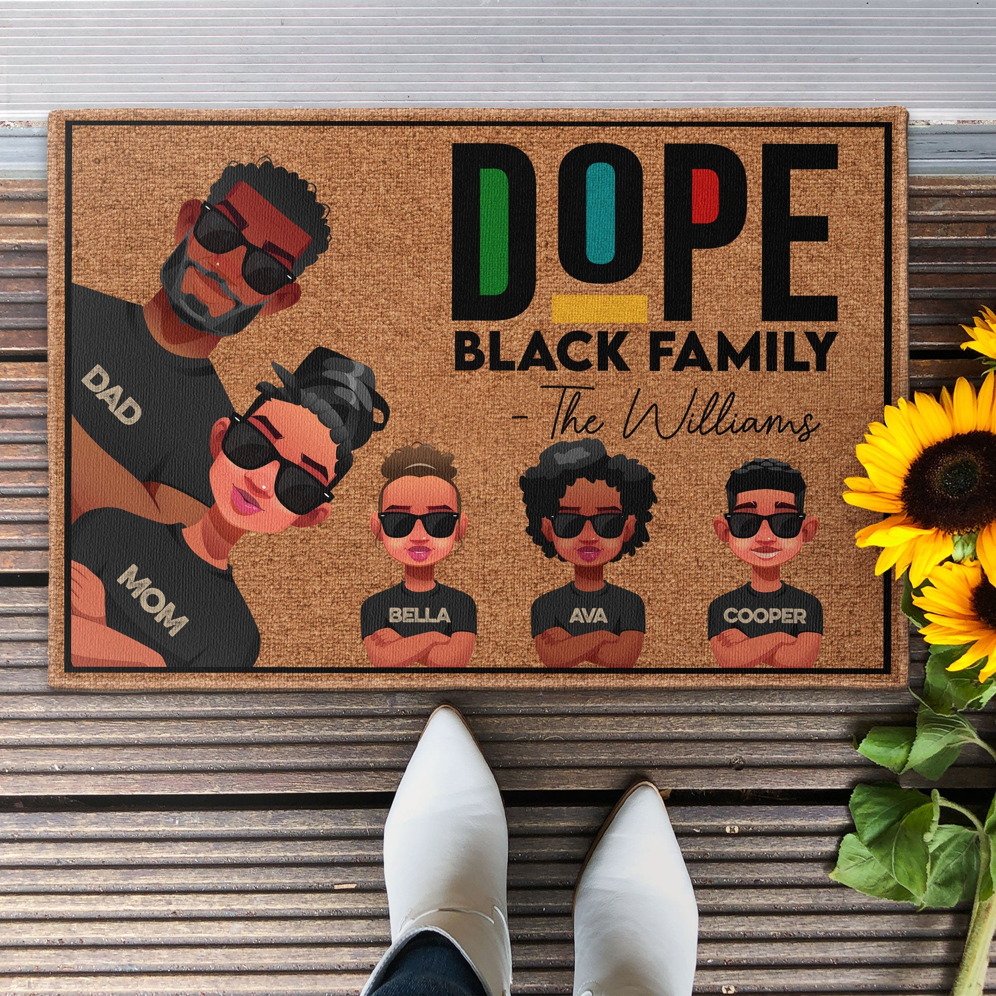 Dope Black Family - Personalized Doormat - Image 2