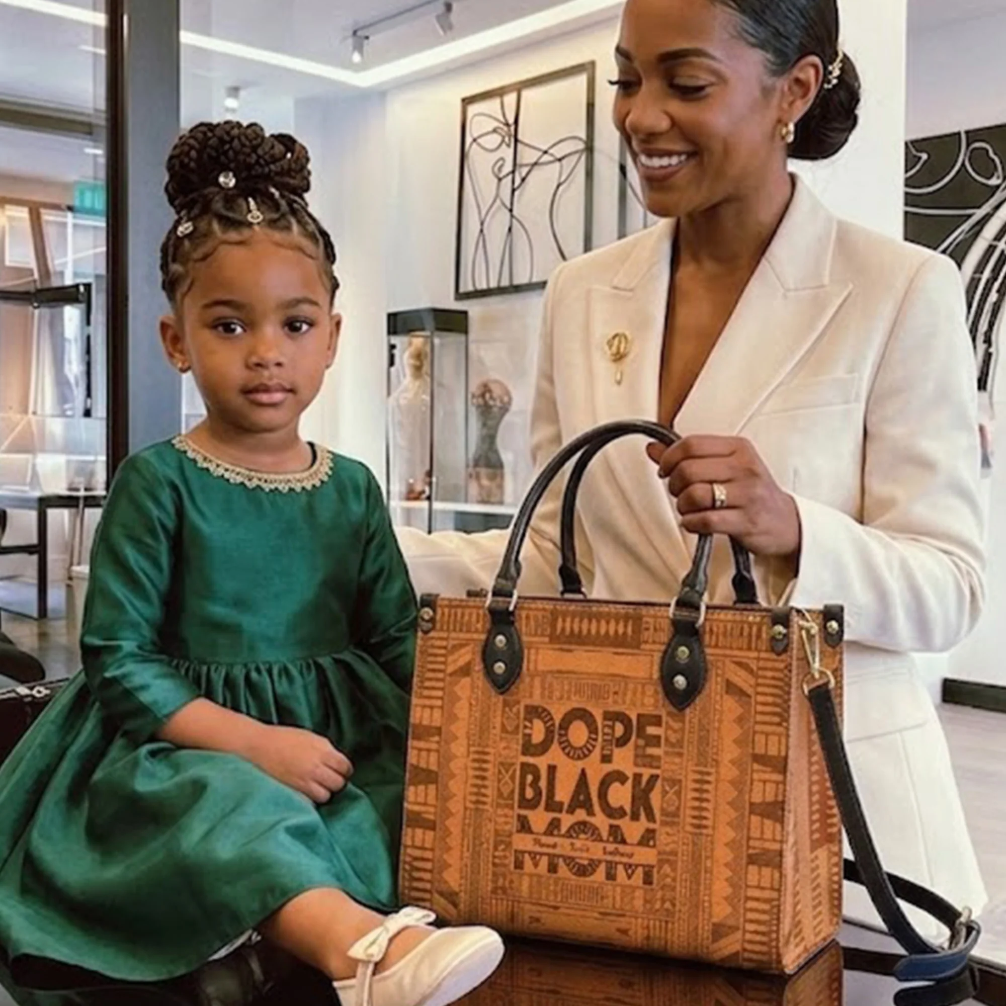 Dope Black Mom, Dope Mom - Custom With Kids' Names - Personalized Leather Bag - Image 2